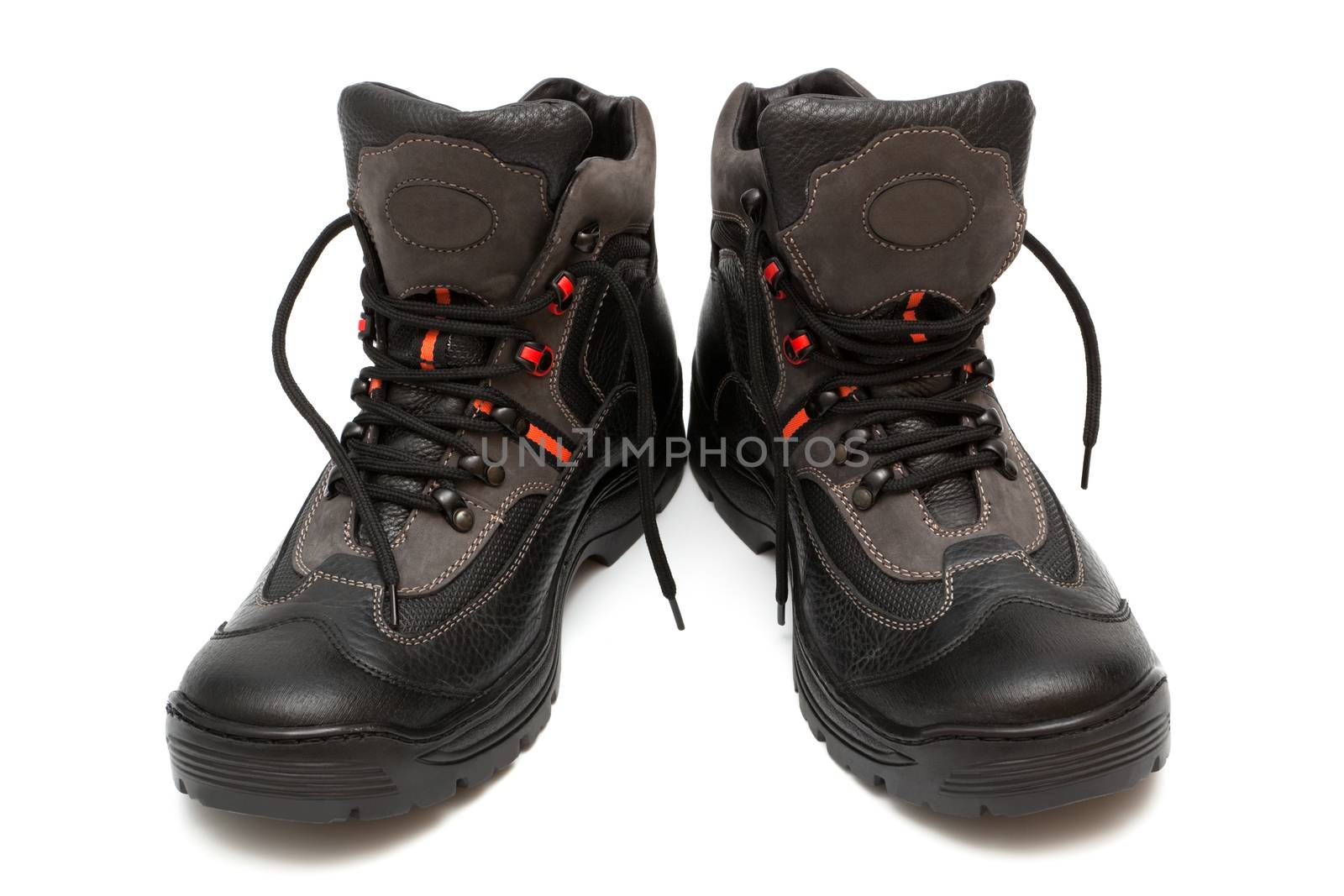 leather boot on a thick sole on a white background