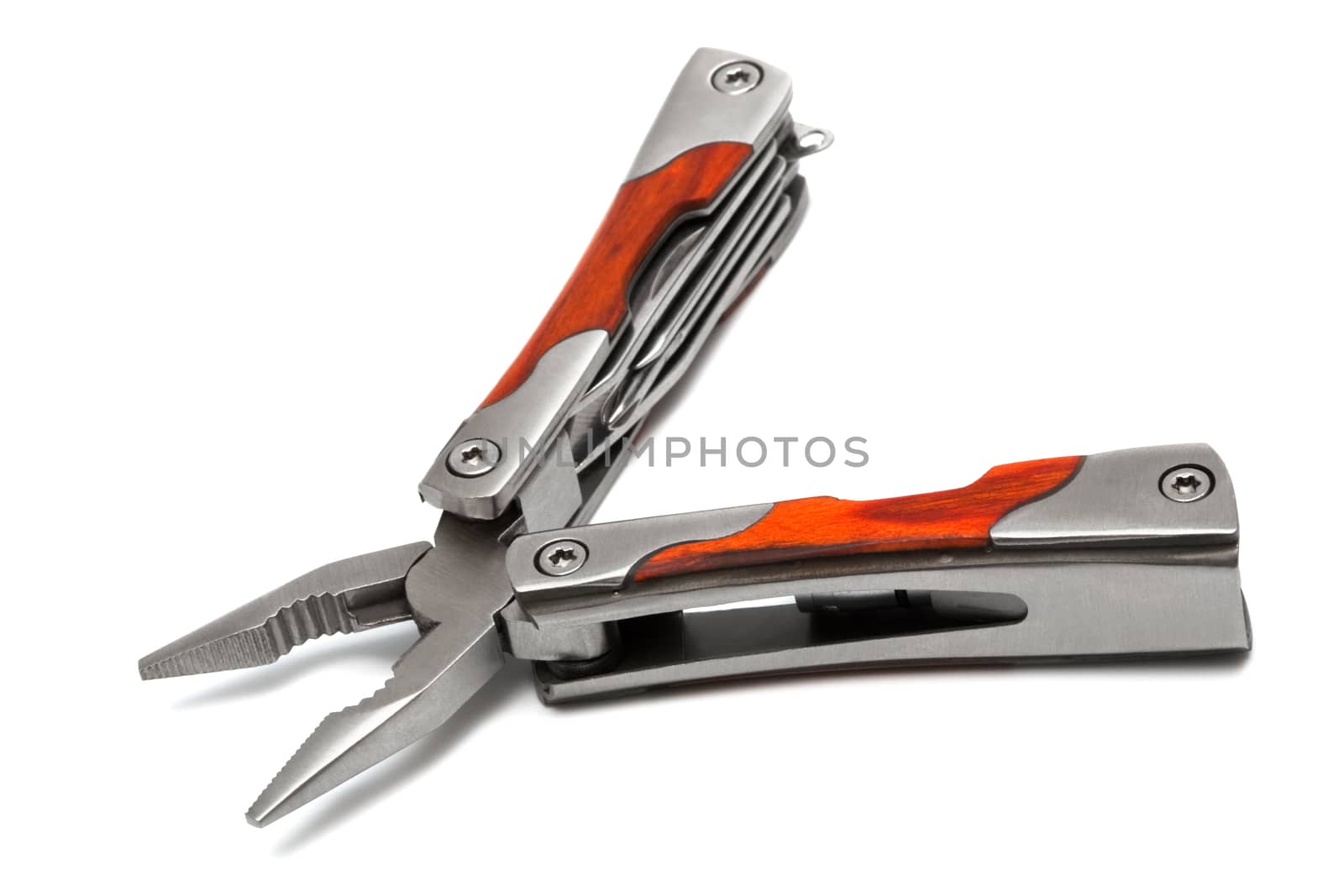 Knife with tools on a white background