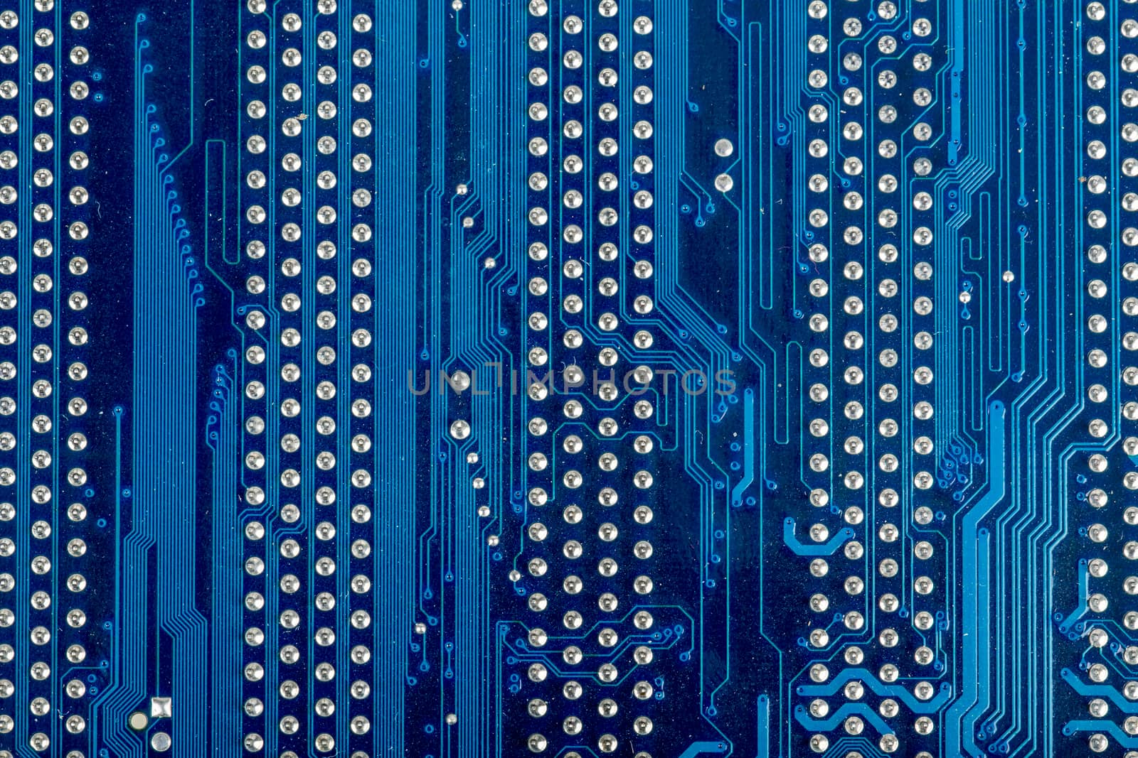 Electronic circuit board of motherboard back side close up