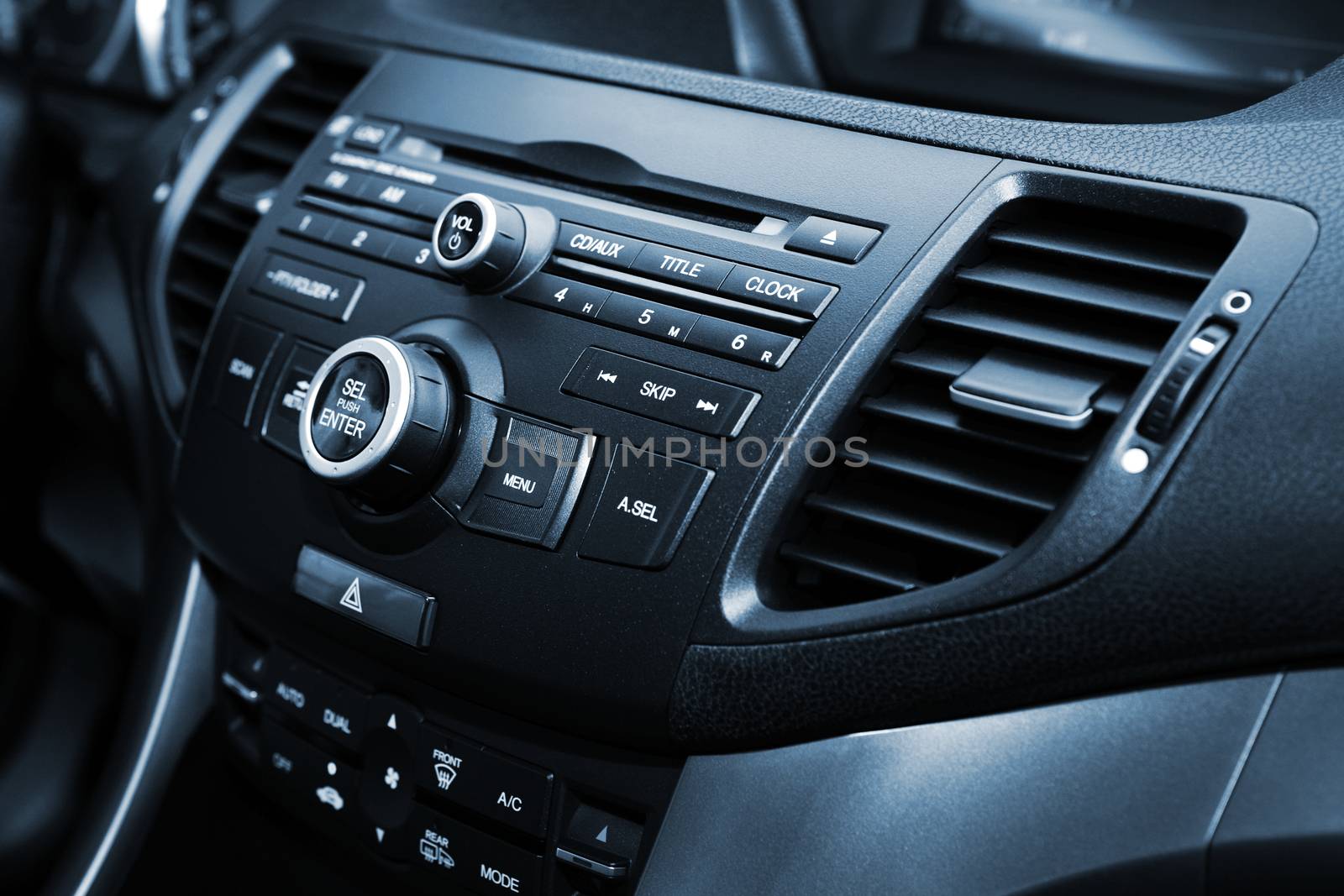 control panel and cd in a modern car