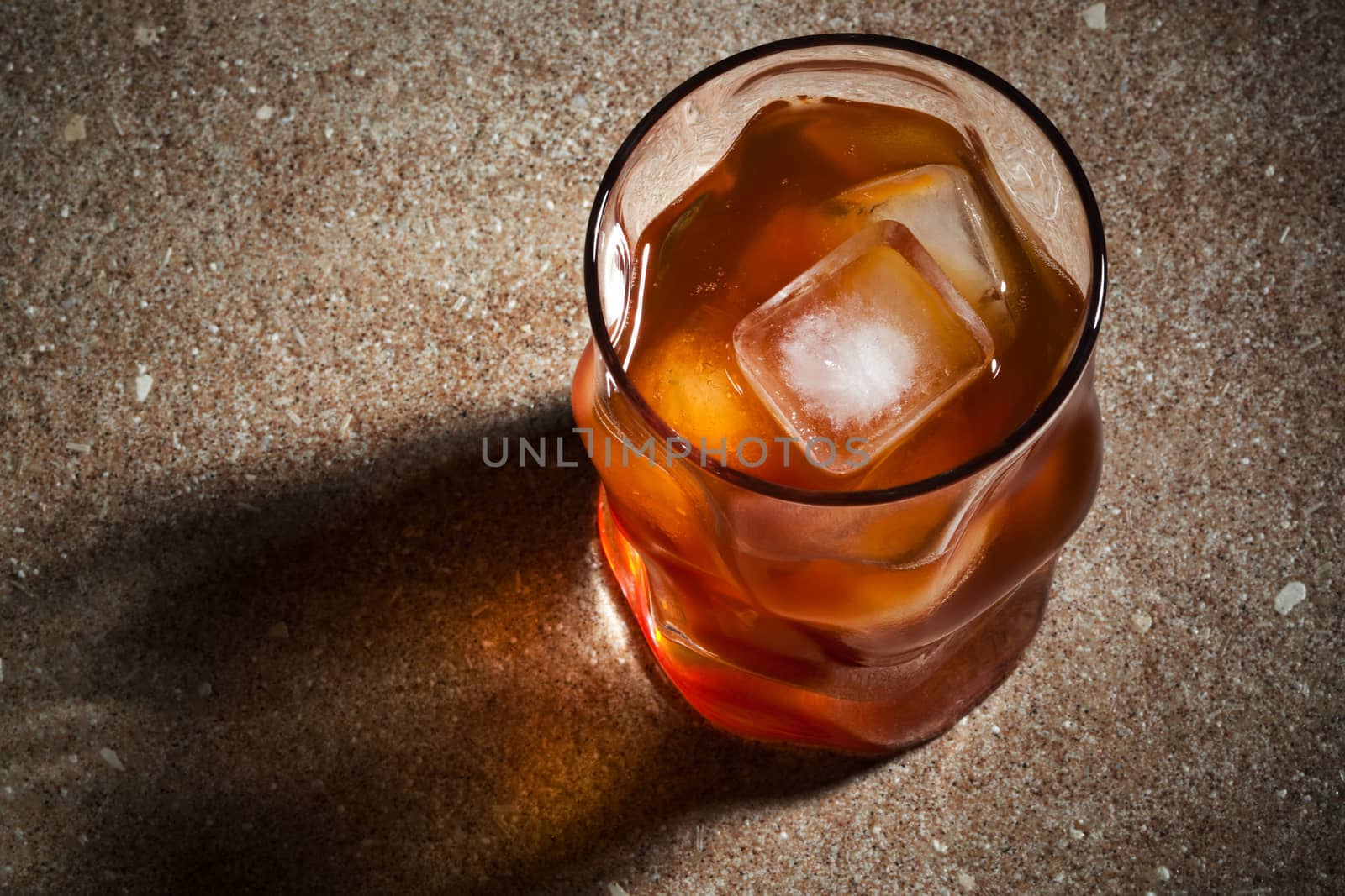 glasses from whiskey on a marble table