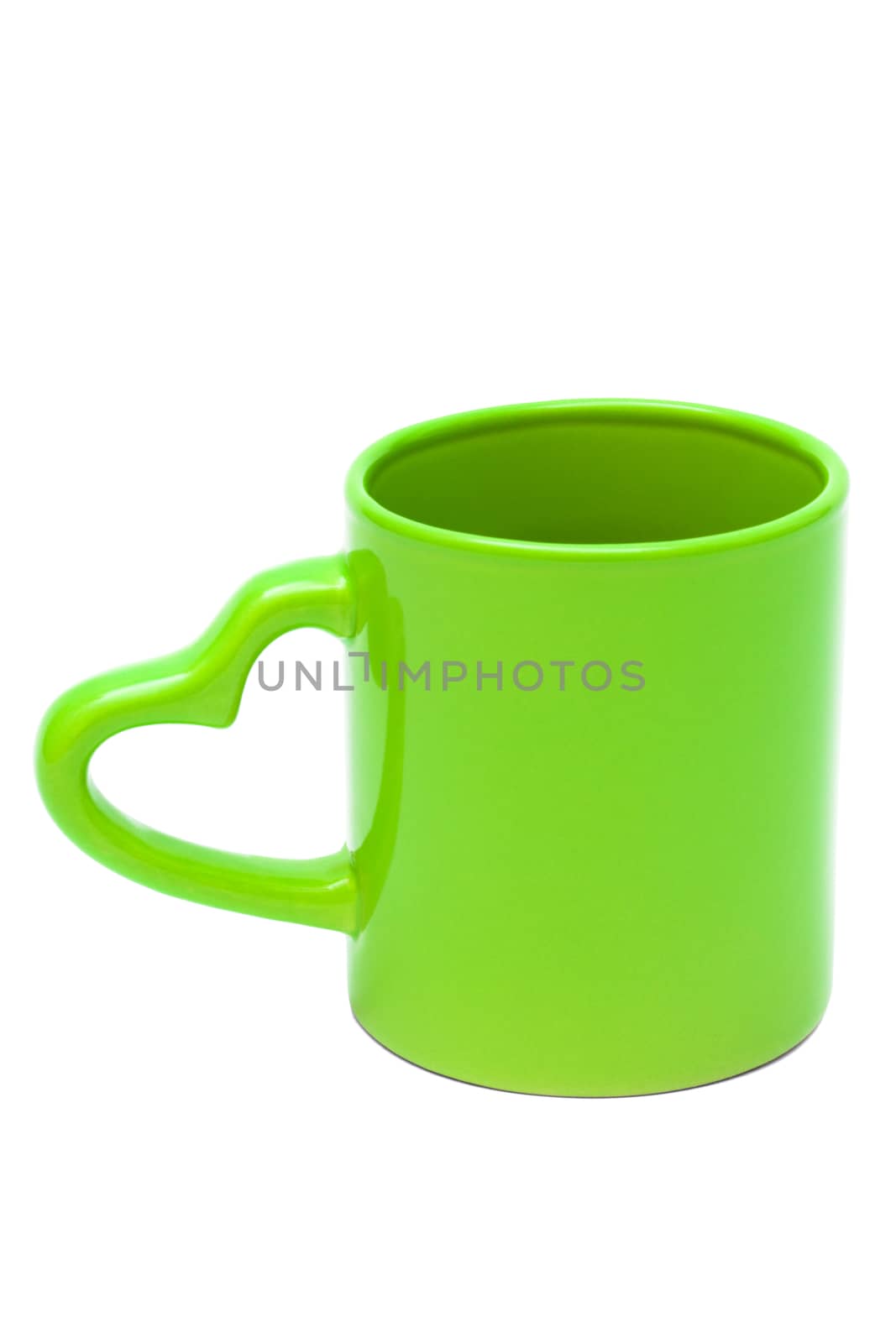 new green mug on a white background