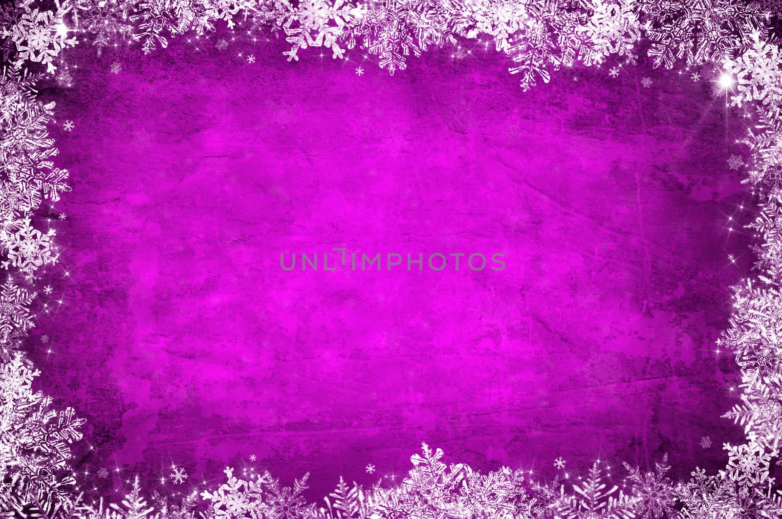 Purple christmas background with white snowflakes and stars