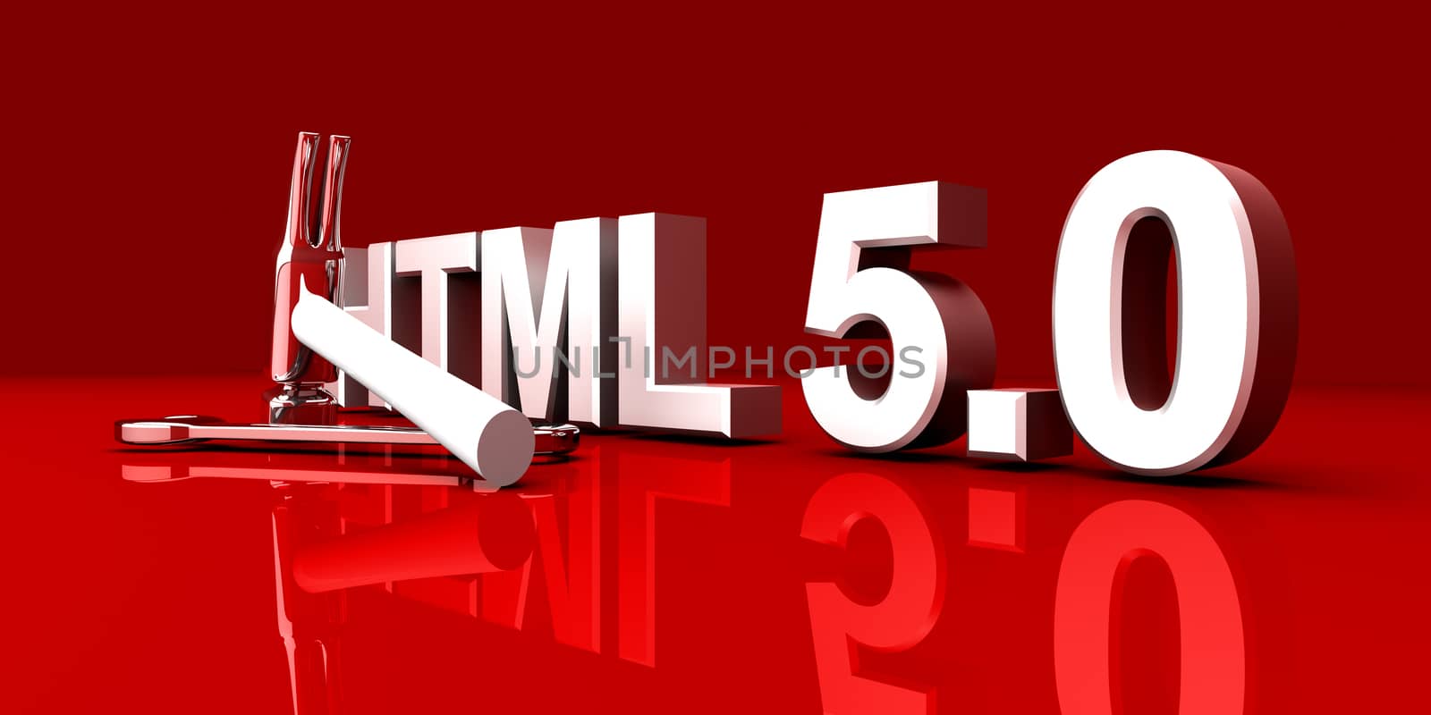 HTML 5.0 tools. 3D rendered Illustration.