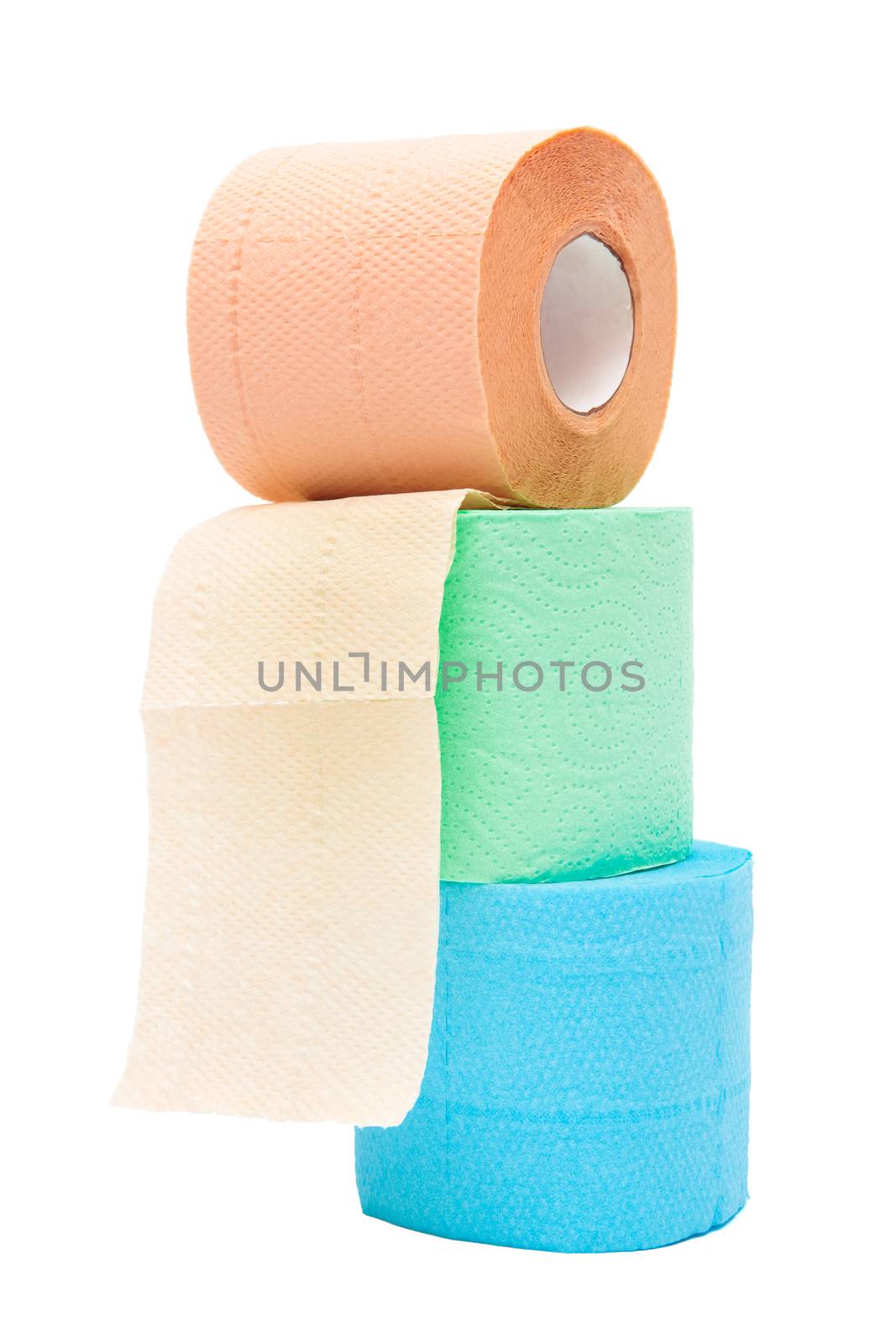 Roll of a toilet paper on a white background