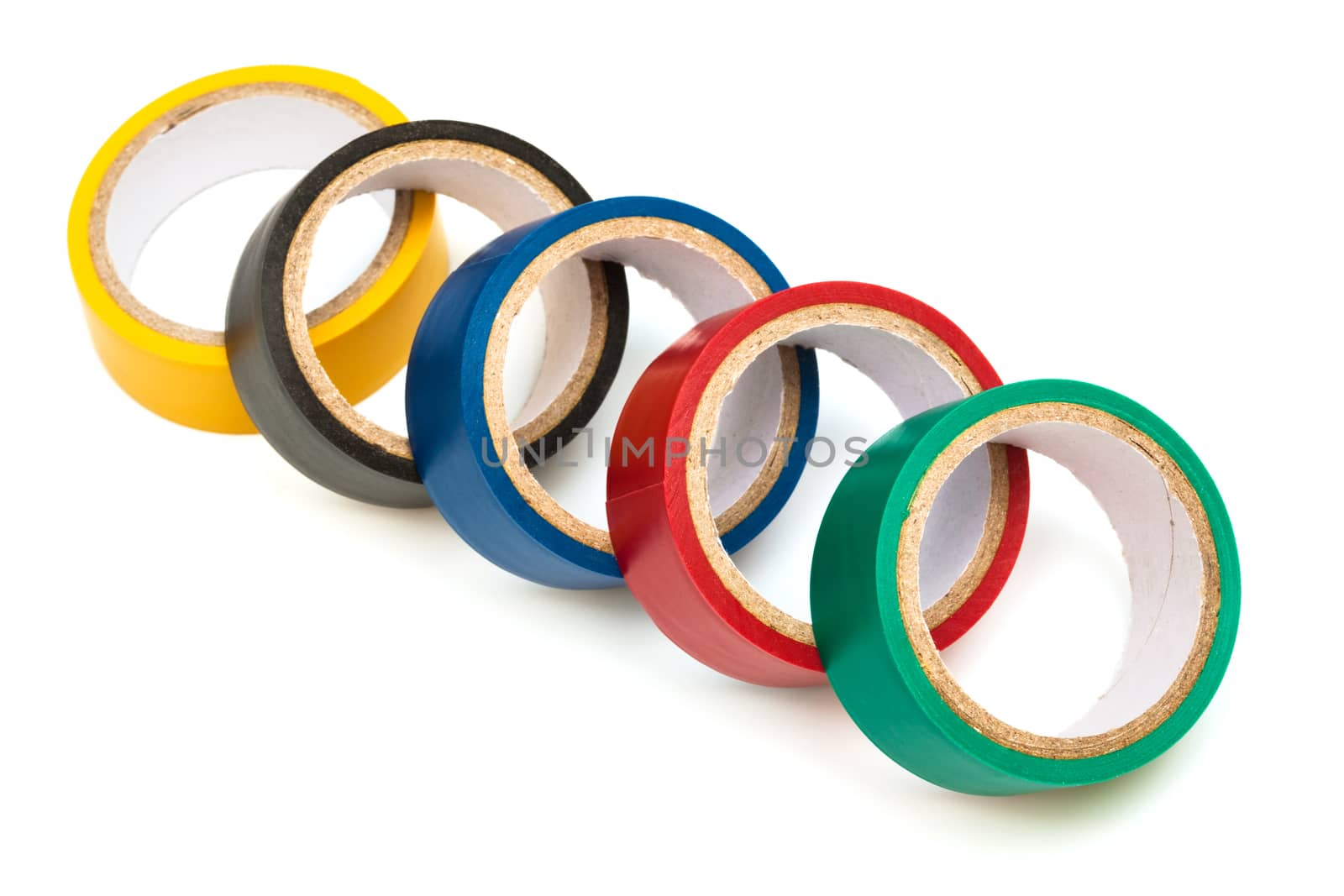 colored electrical tape on white background