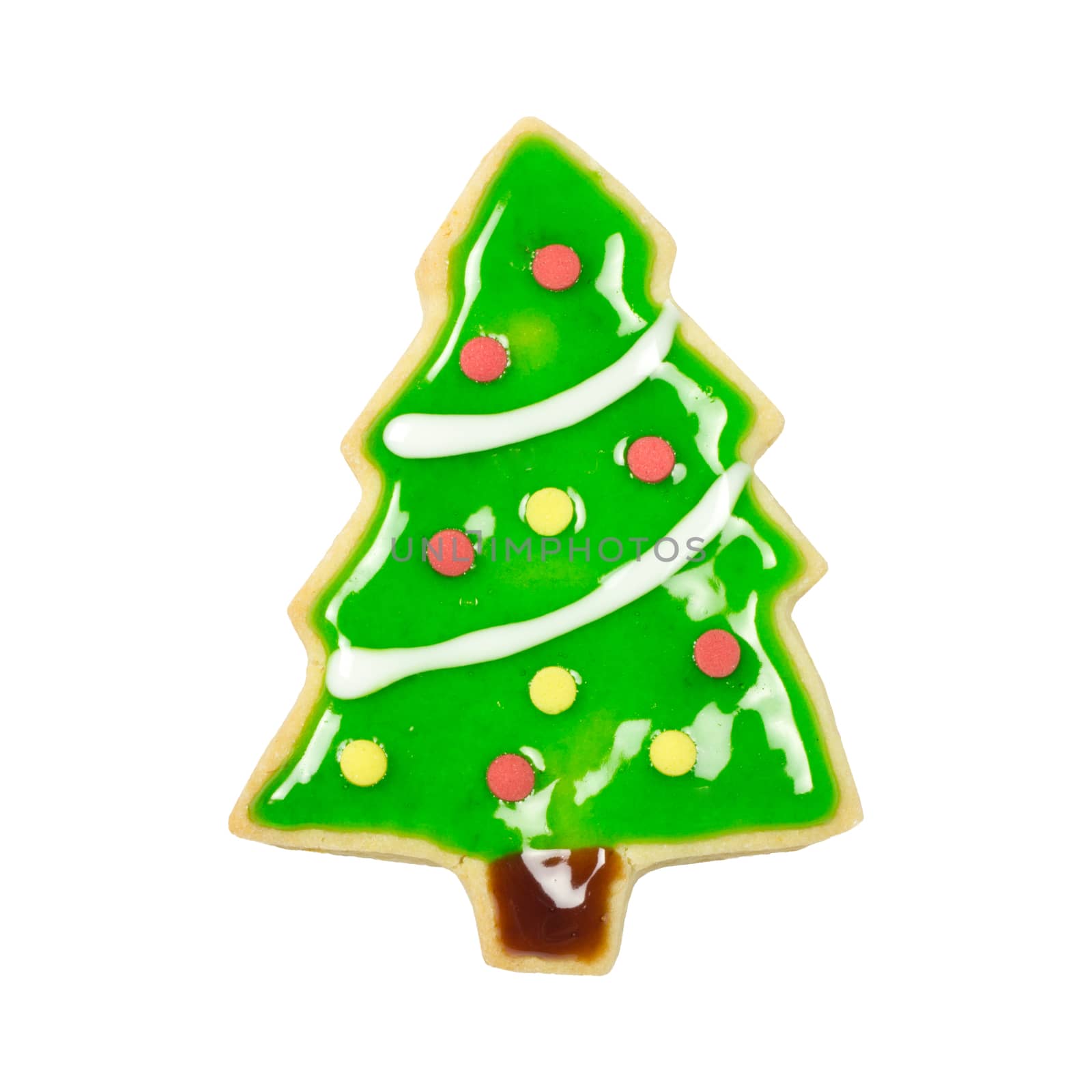 Gingerbread tree isolated on white background. Christmas cookie , Clipping path