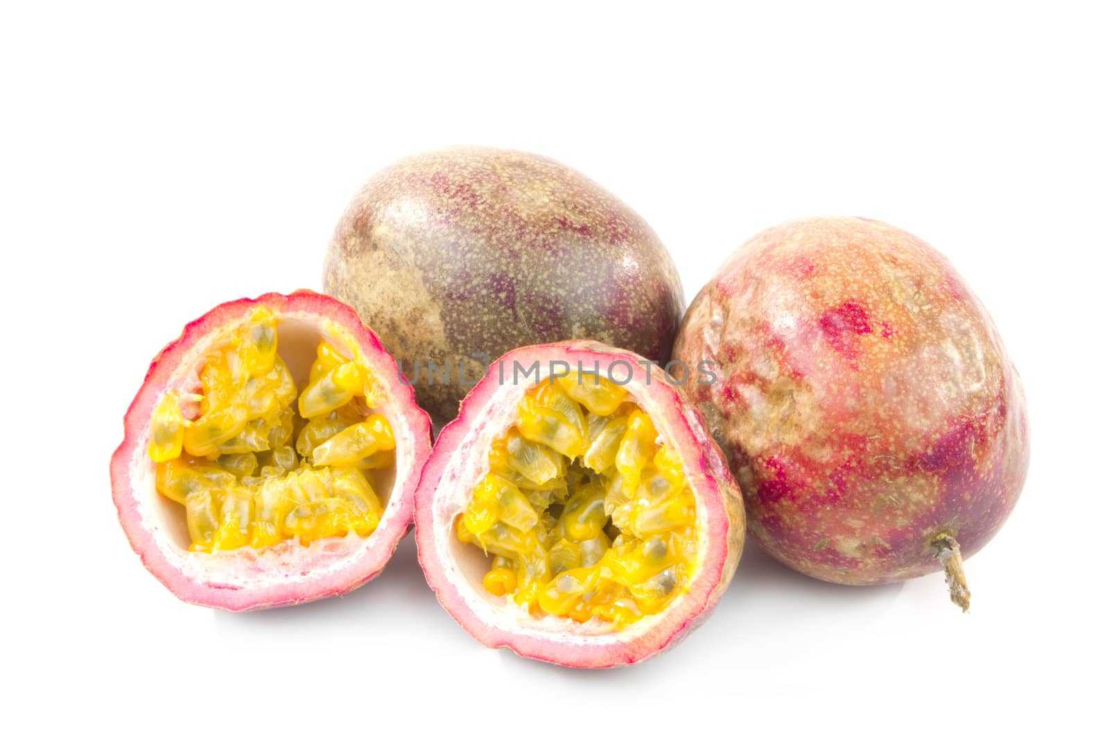 Passion fruit on white background 