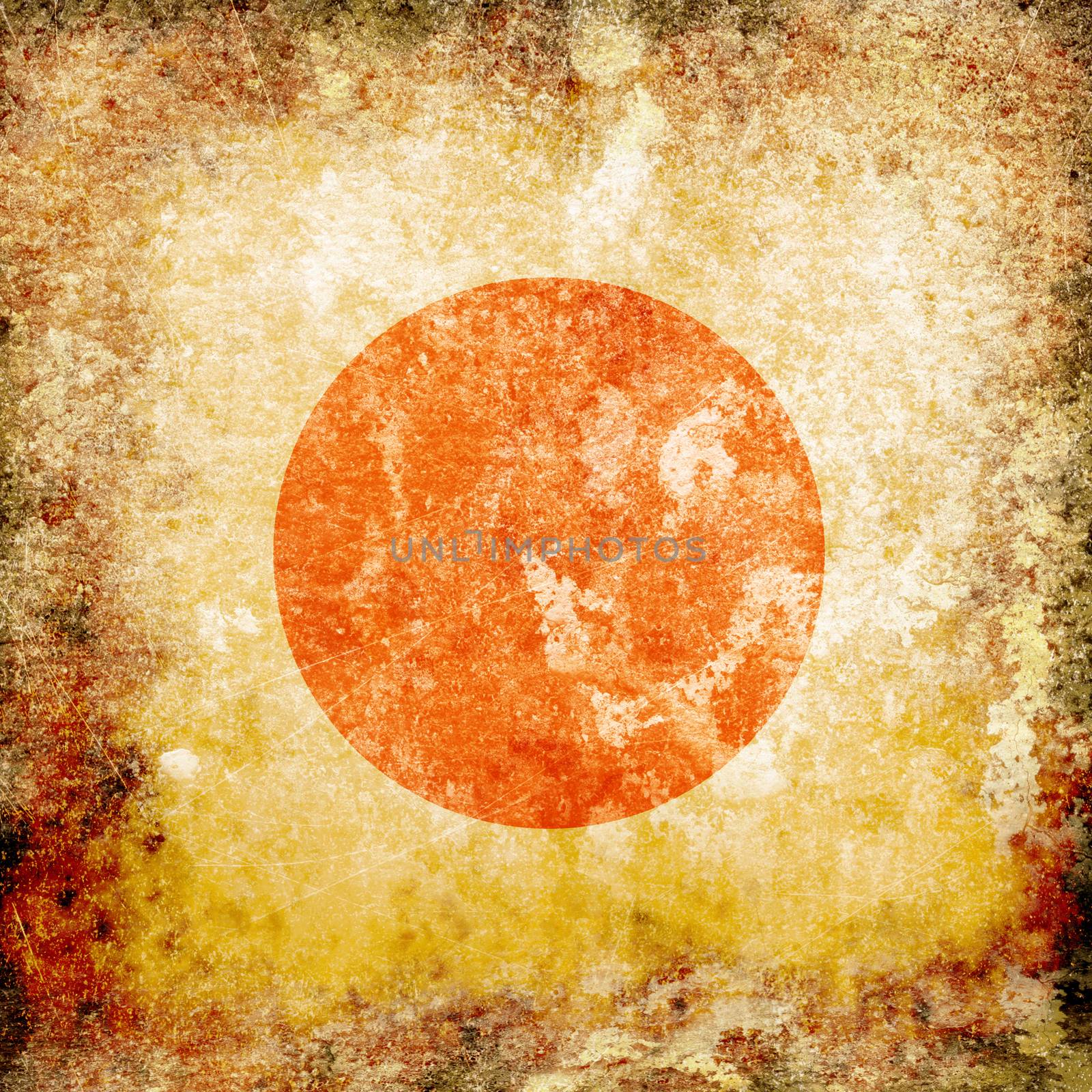the image of the japan flag on the old paper