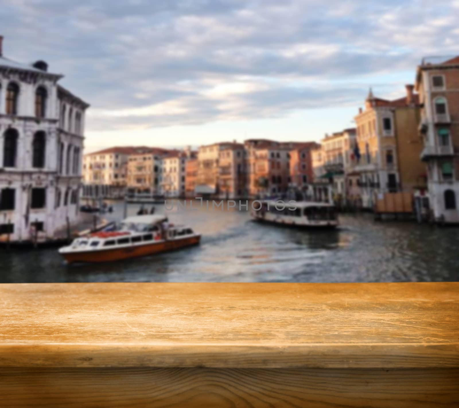 empty table for product display montages  - Venice Italy