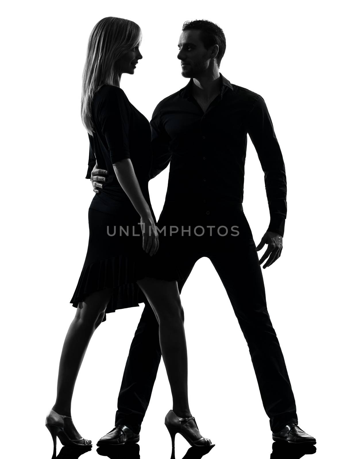 couple woman man dancing dancers salsa rock silhouette by PIXSTILL