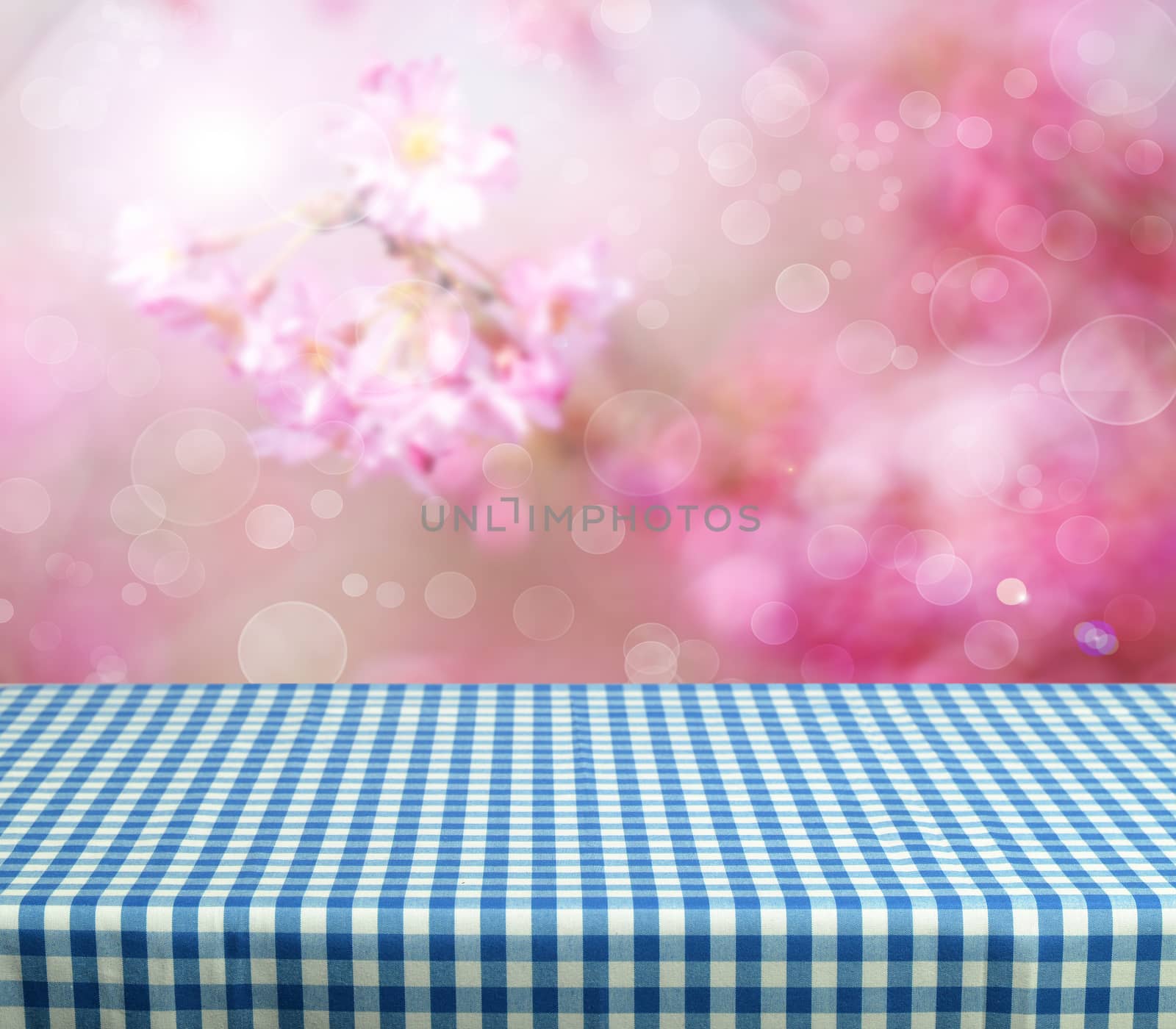 empty table for product display montages - spring theme