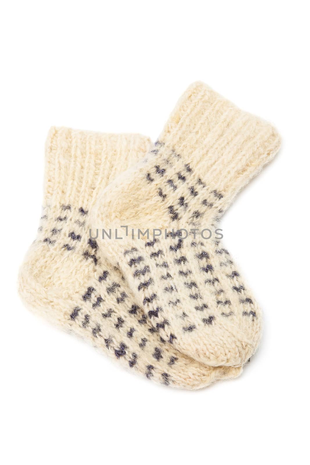 warm and beautiful socks on a white background