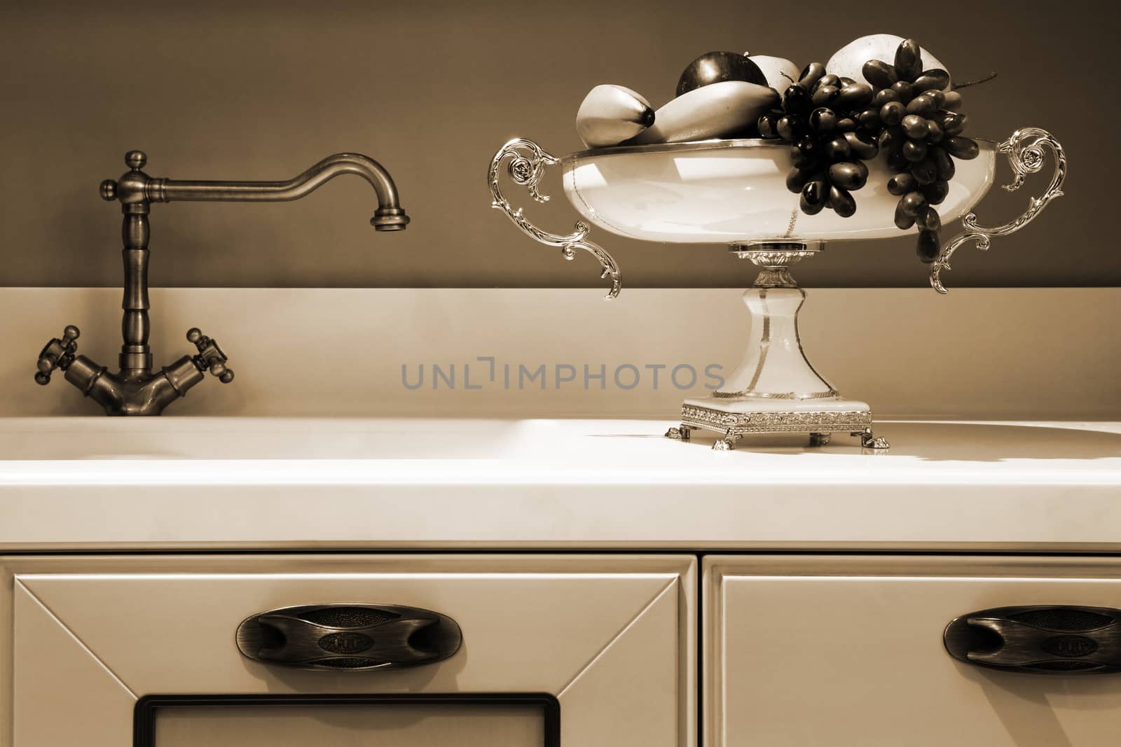fresh fruits washed in the modern kitchen