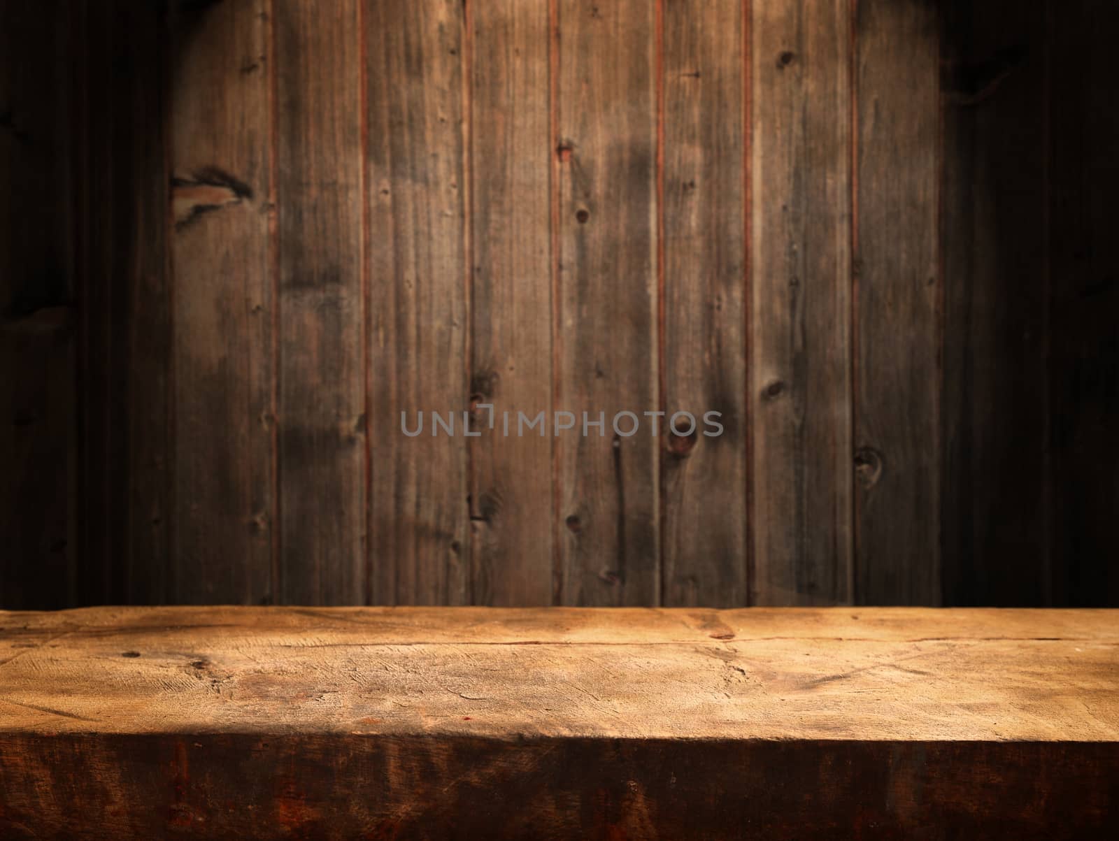 empty wooden table for product display montages