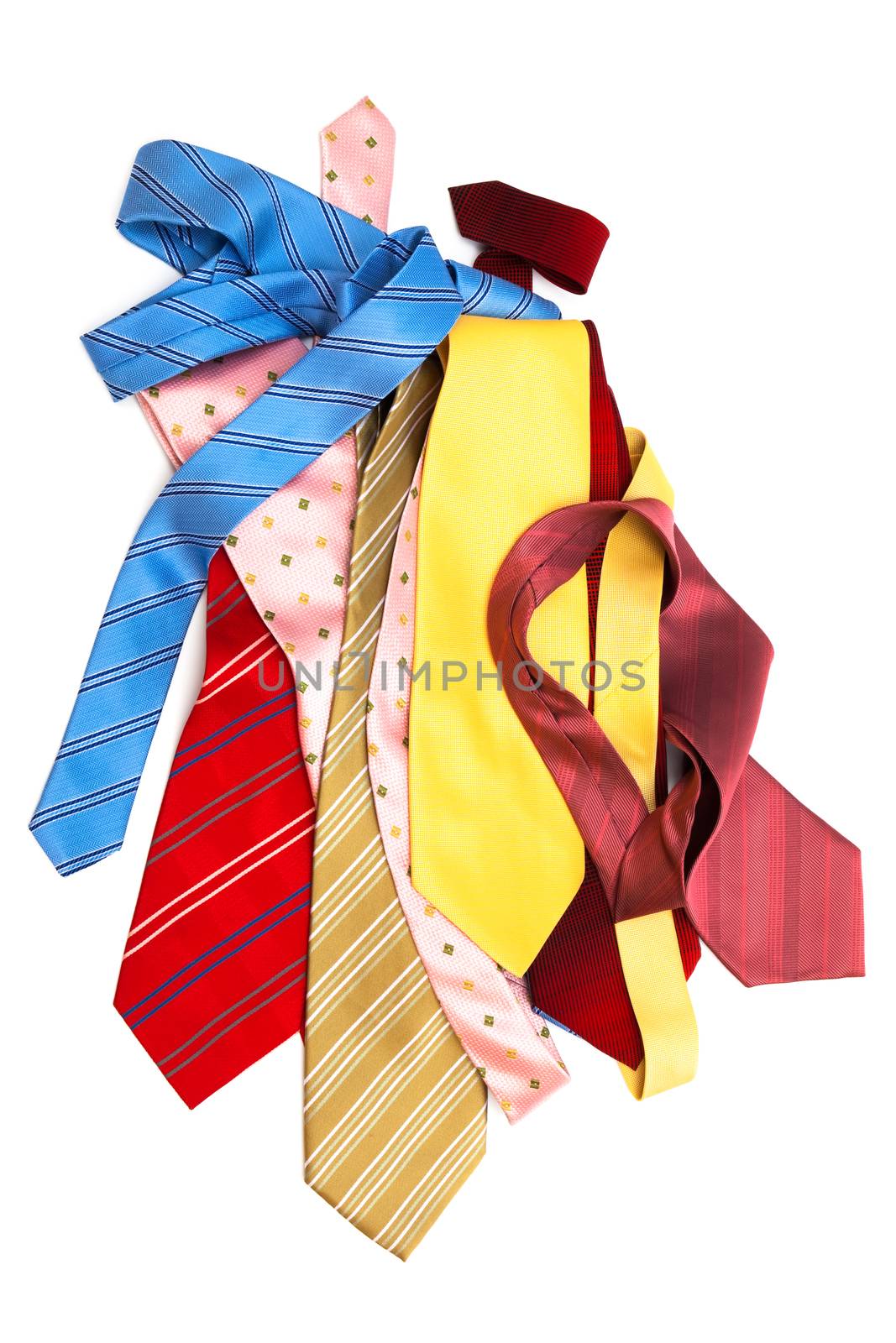 bright and fashionable ties on a white background