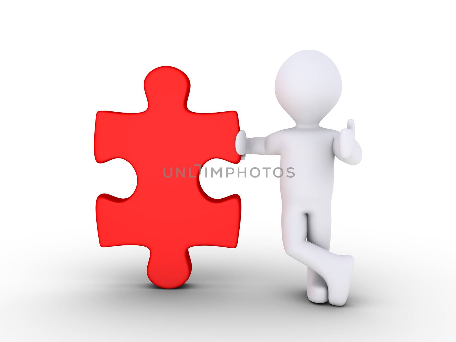 3d person leaning on a red puzzle piece