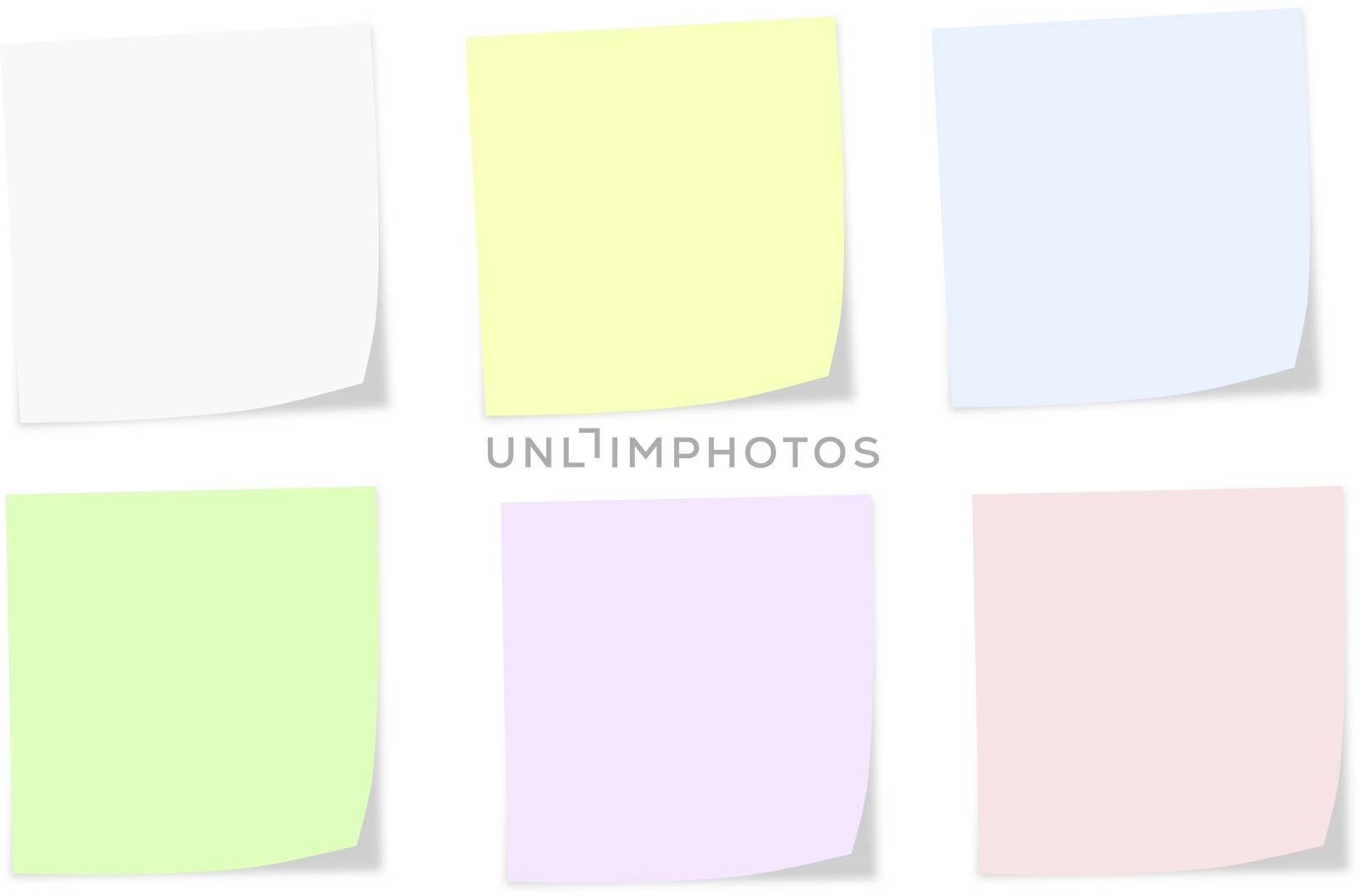 Soft colors notes isolated on a white background