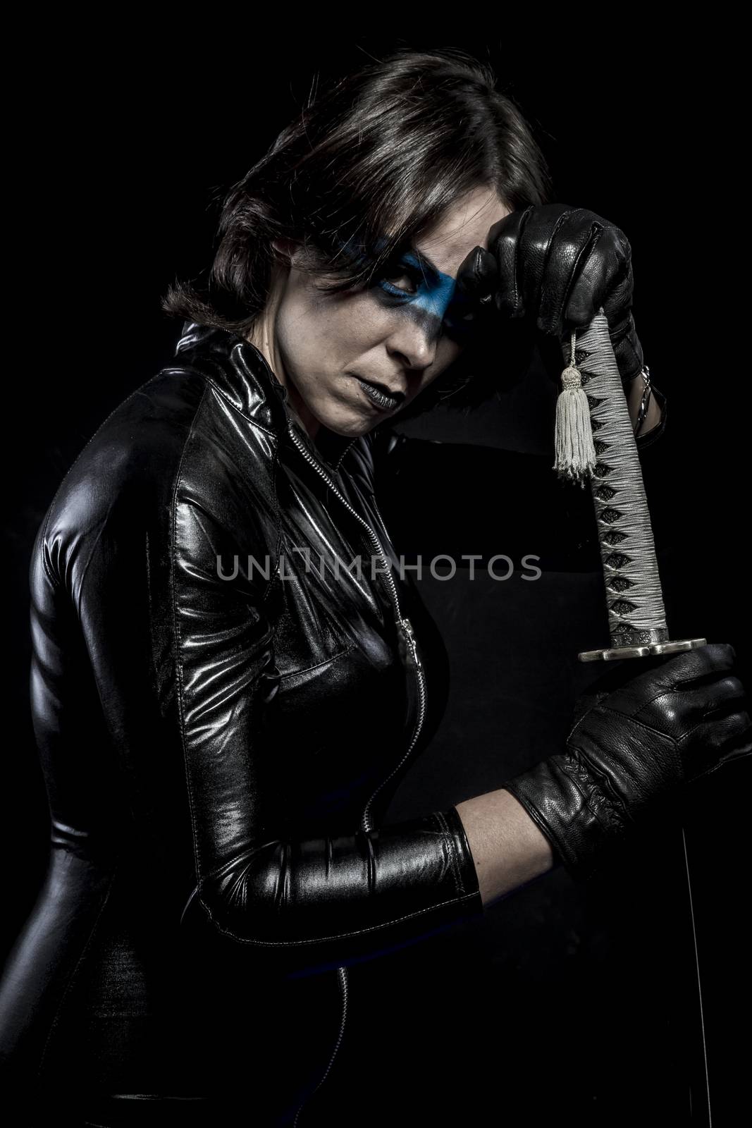 Weapon, Woman with katana sword in latex costume by FernandoCortes