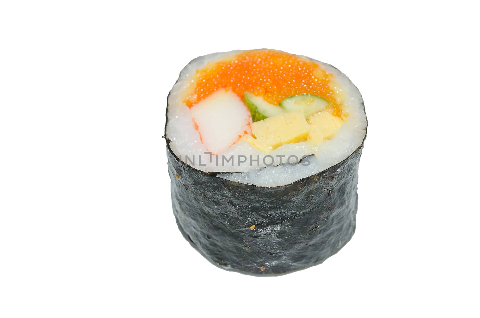 The Sushi placed isolated the white background.