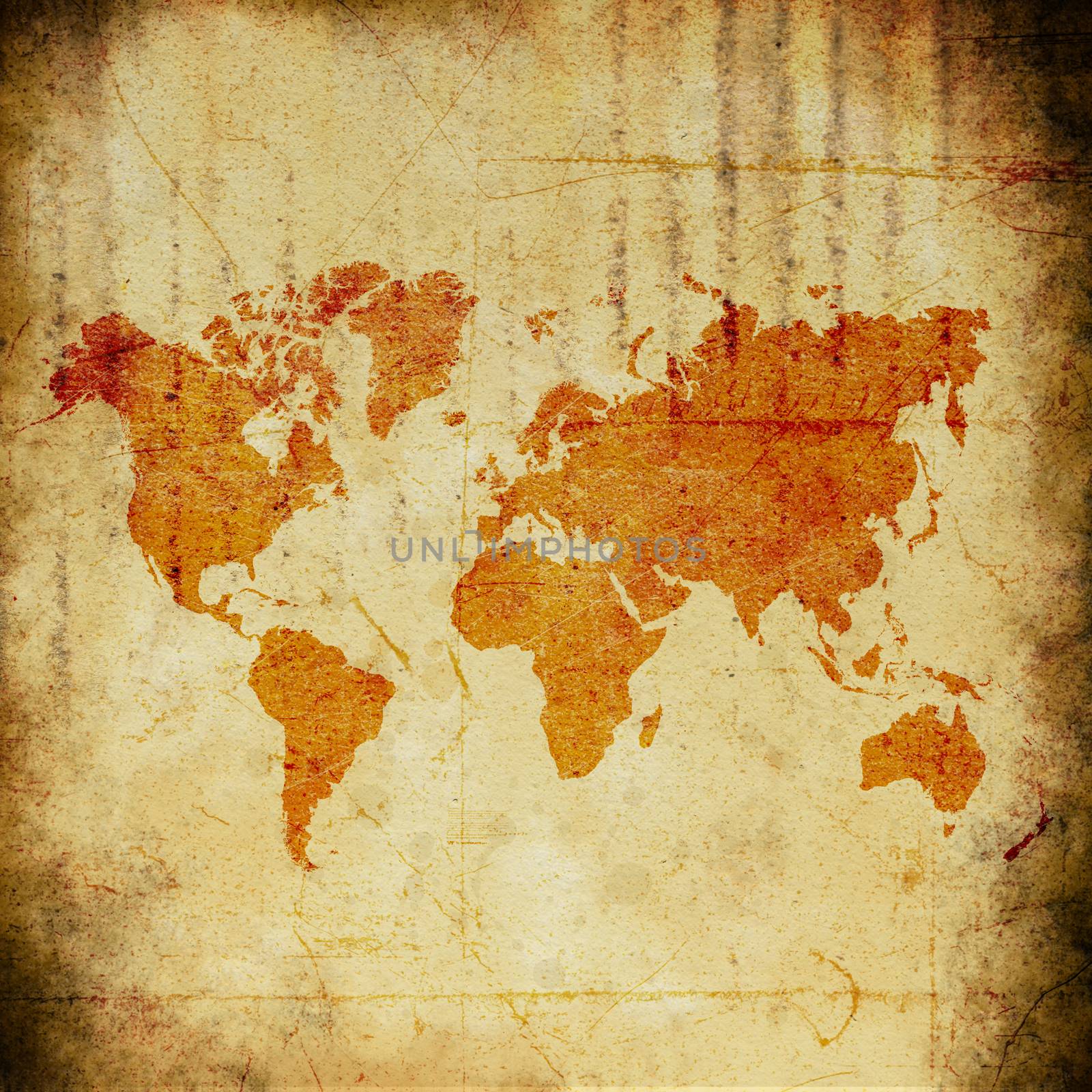 the texture, vintage background of the world map design on grunge paper