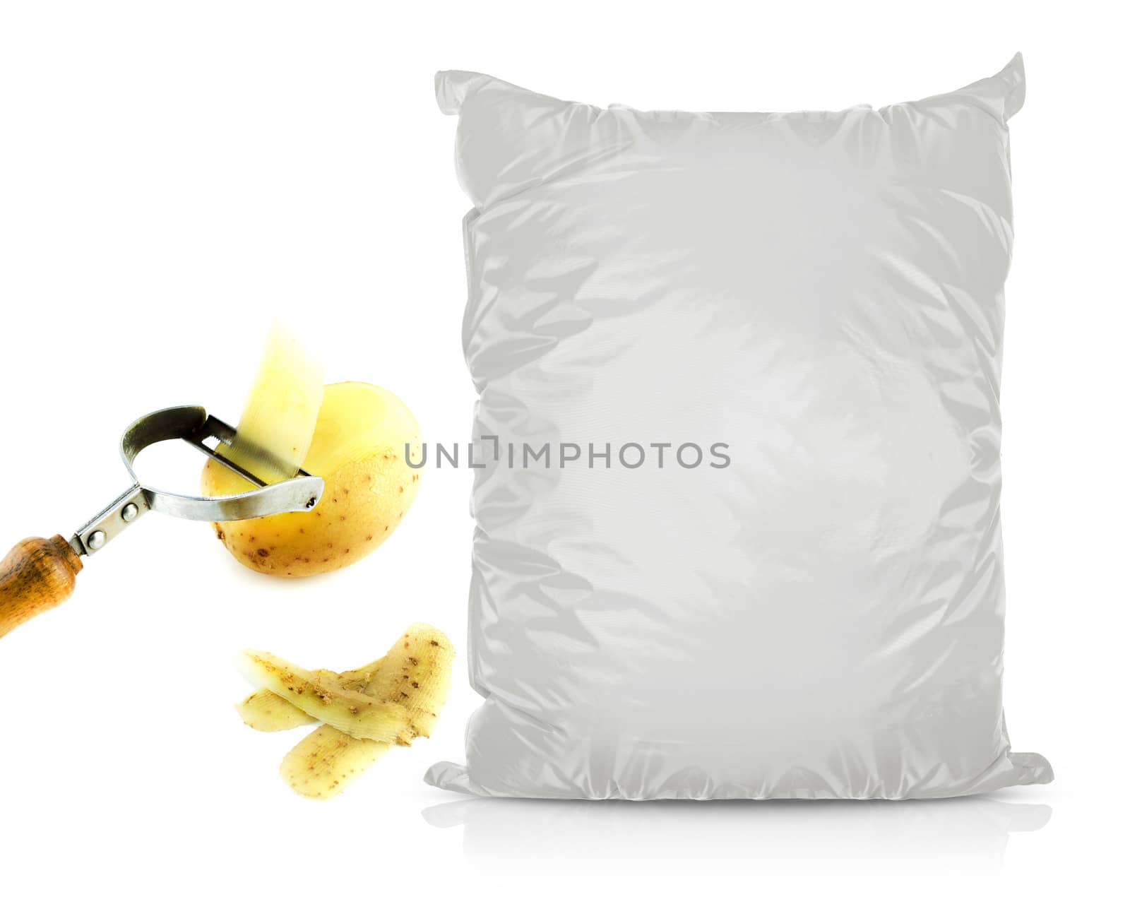 White Blank Foil Food Bag Packaging For Pepper, Spices, Sachet, Chips. Plastic Pack Template Ready For Your Design. (with clipping work path)