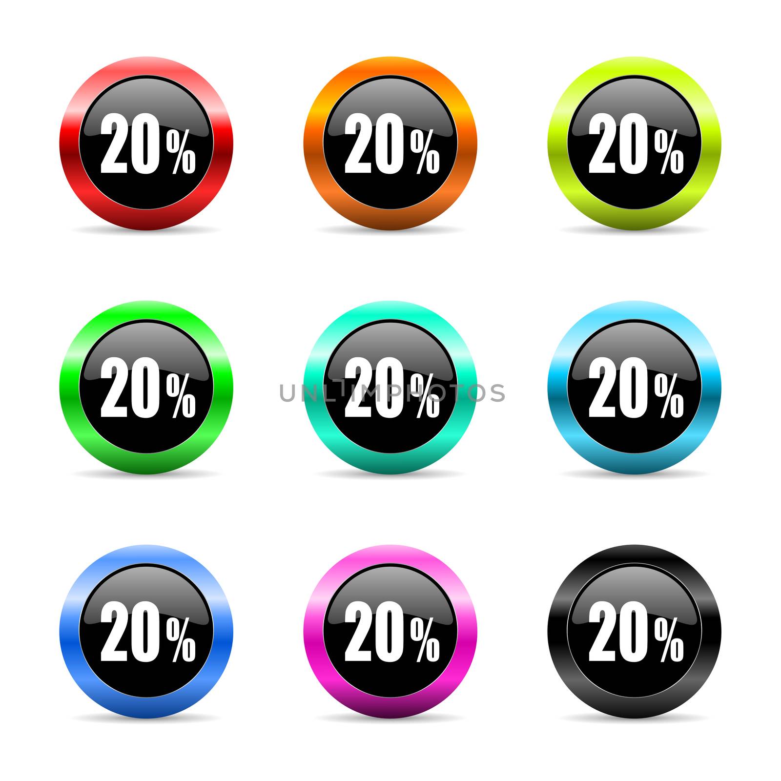 web buttons set on white background