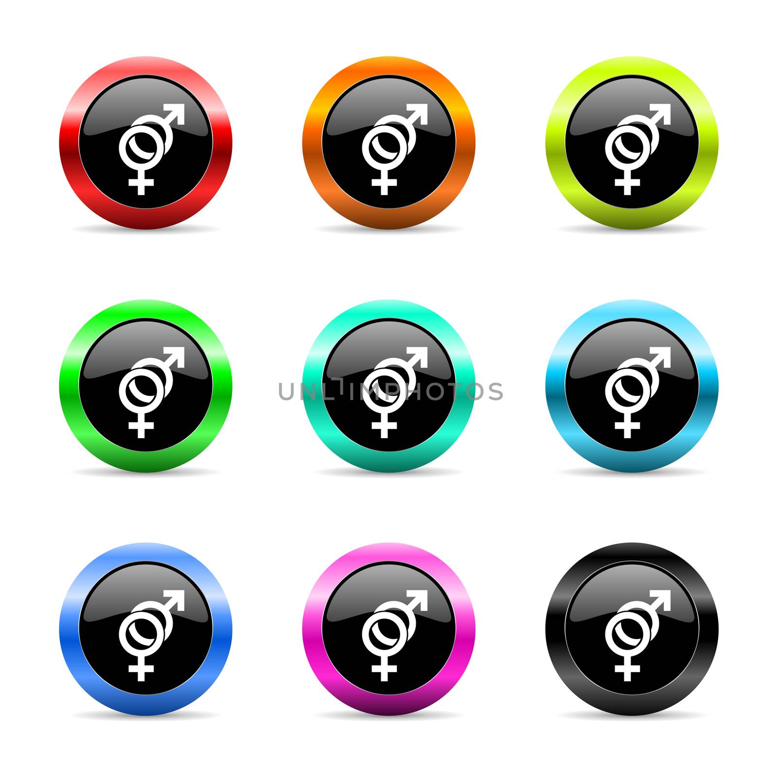 web buttons set on white background