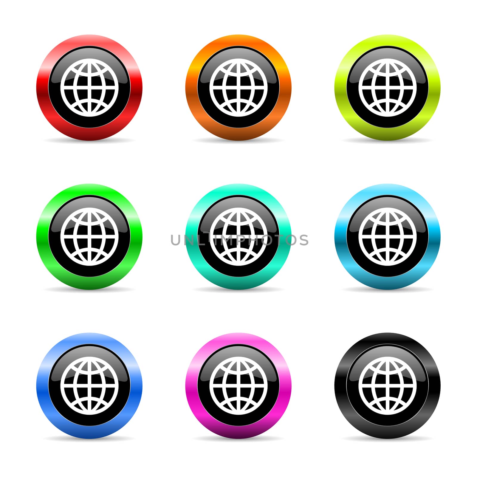 web buttons set on white background
