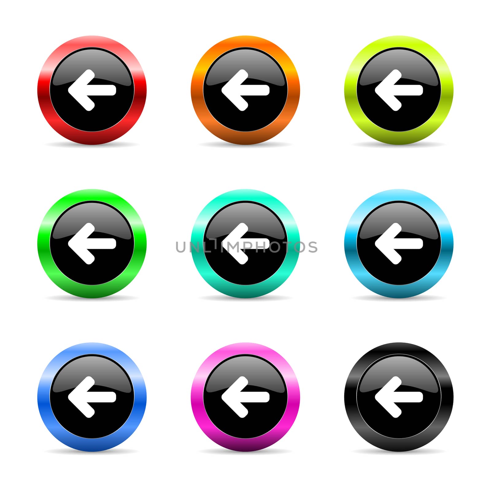 web buttons set on white background