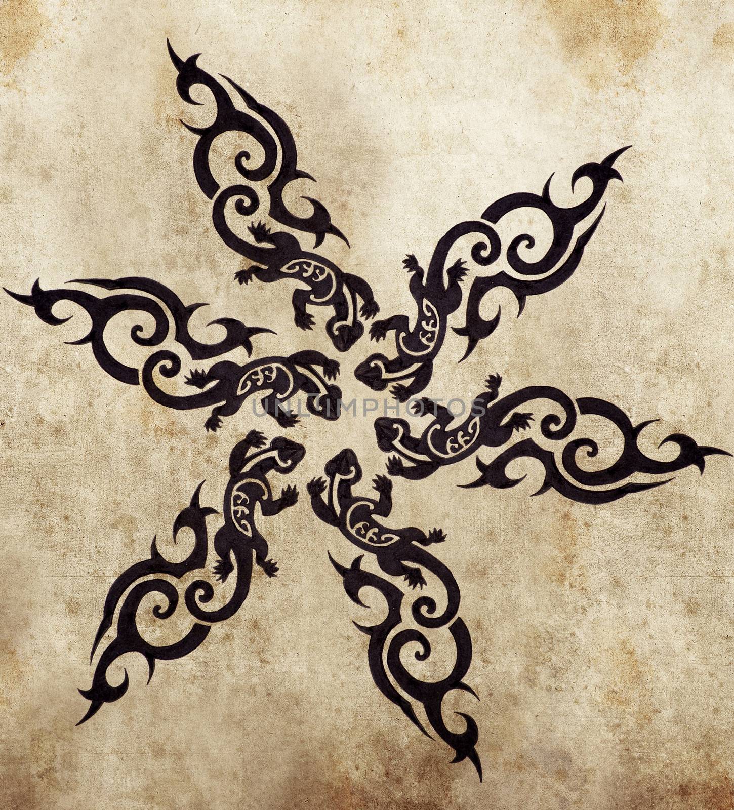 tribal salamander, Sketch of tattoo art by FernandoCortes