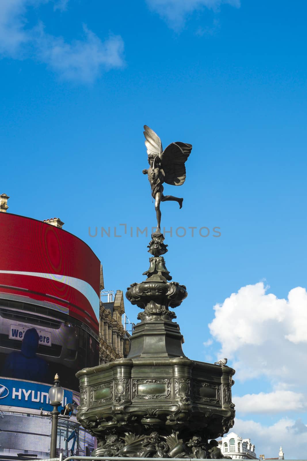 LONDON, UK - MARCH 14: Alfred Gilbert's statue of Eros in Piccadilly Circus. March 01, 2014 in London.