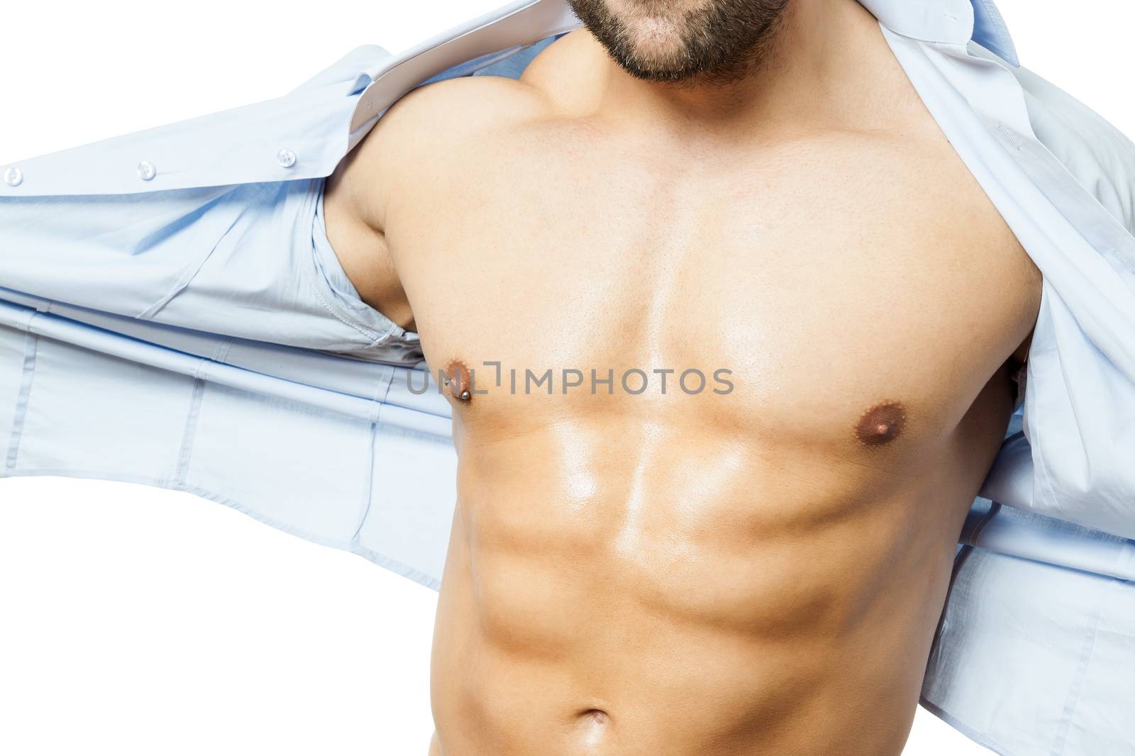 An image of a handsome young muscular sports man shirt off