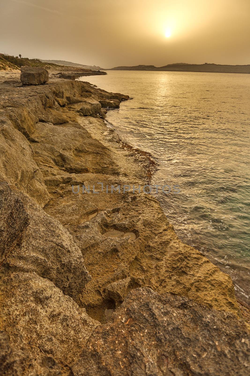 HDR photo of a Sunset in Bugibba in Malta, Europe.