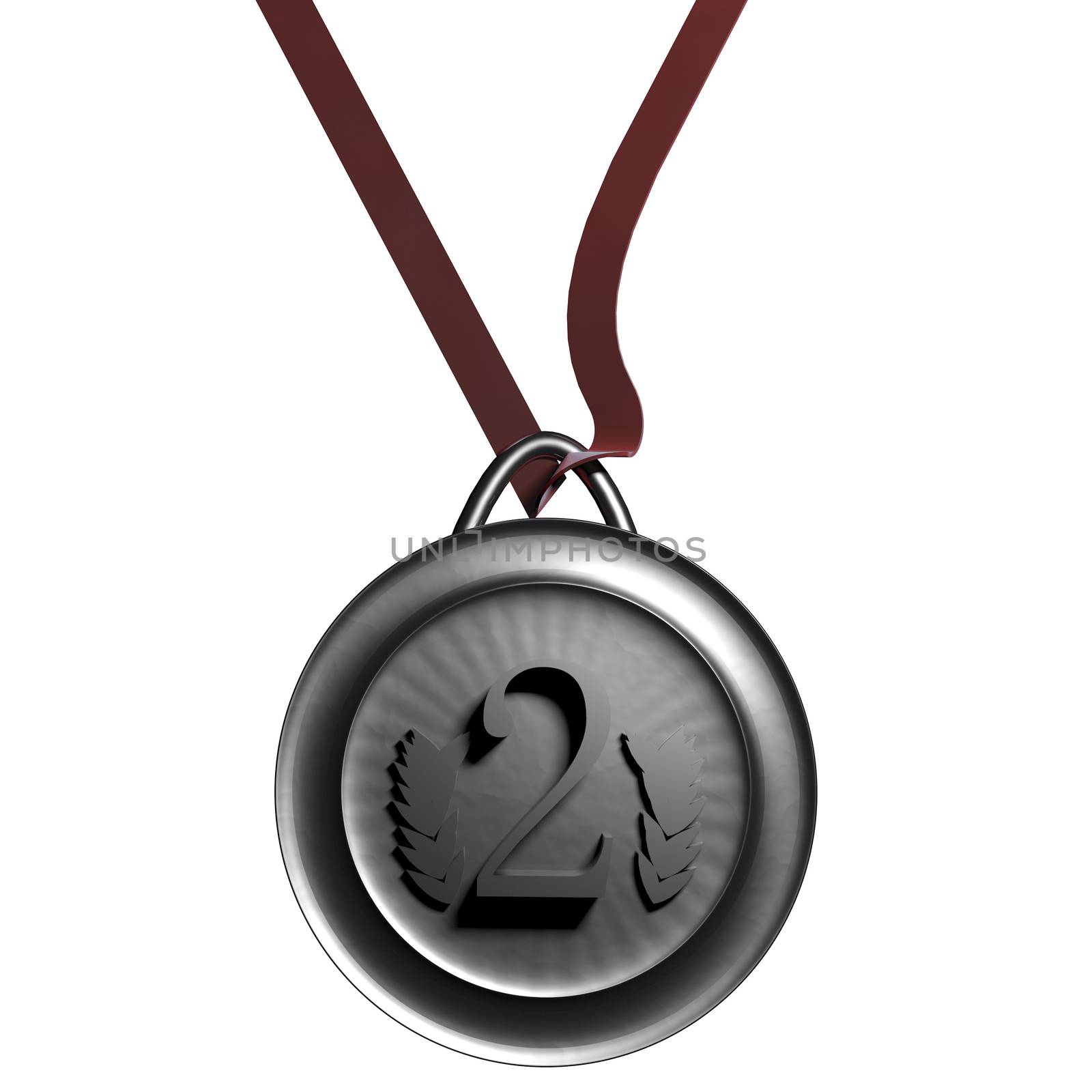 Silver medal isolated over white, 3d render