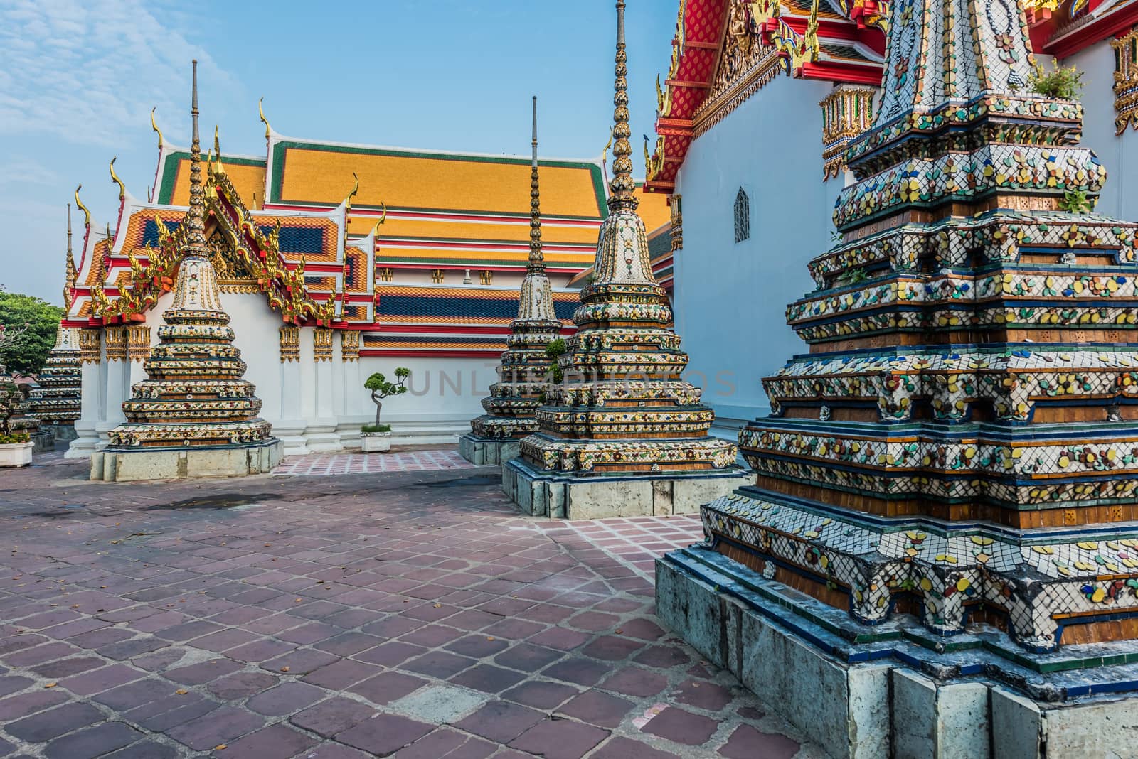 temple interior Wat Pho temple bangkok thailand by PIXSTILL