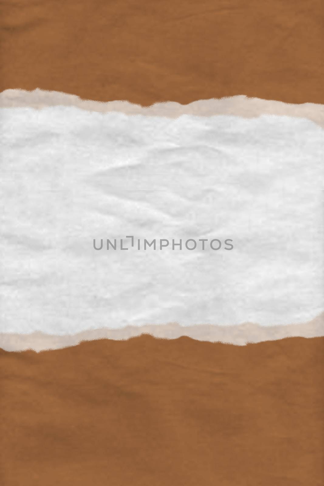Illustration of textured ripped paper background in brown and white with copy space 