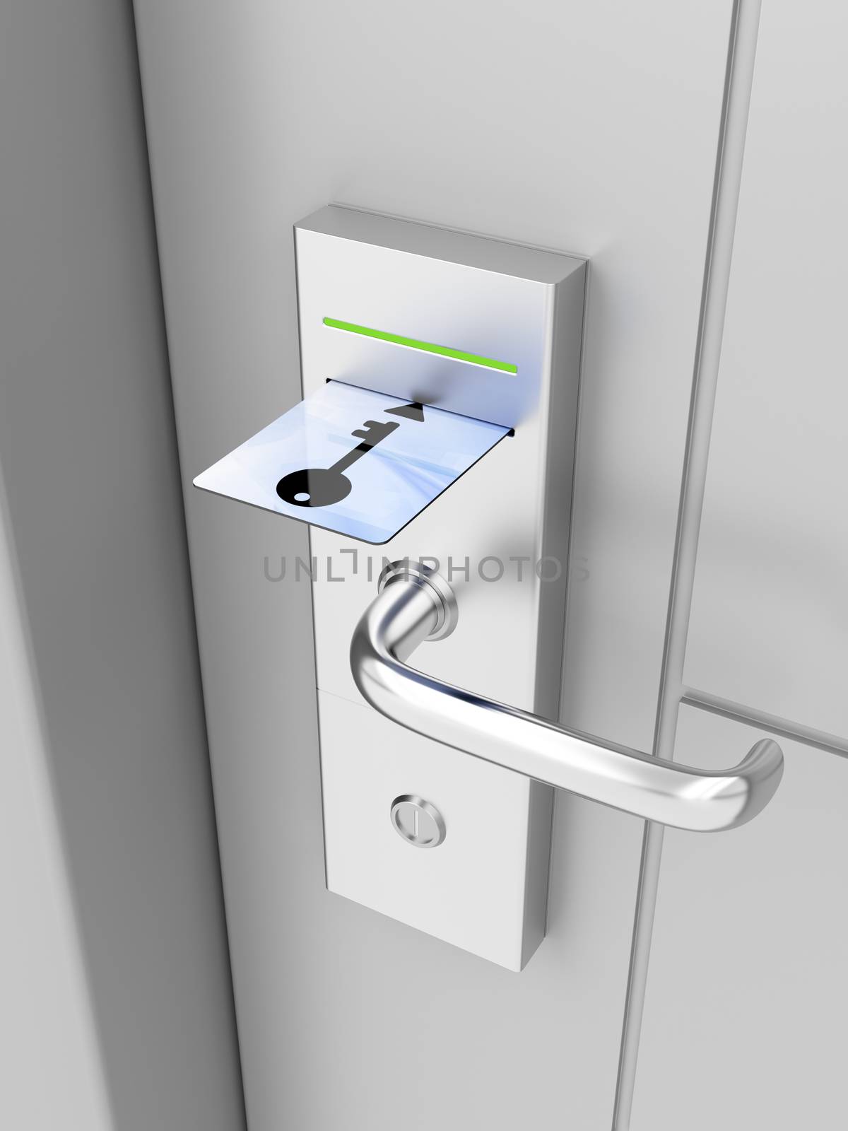 Electronic lock on door with keycard