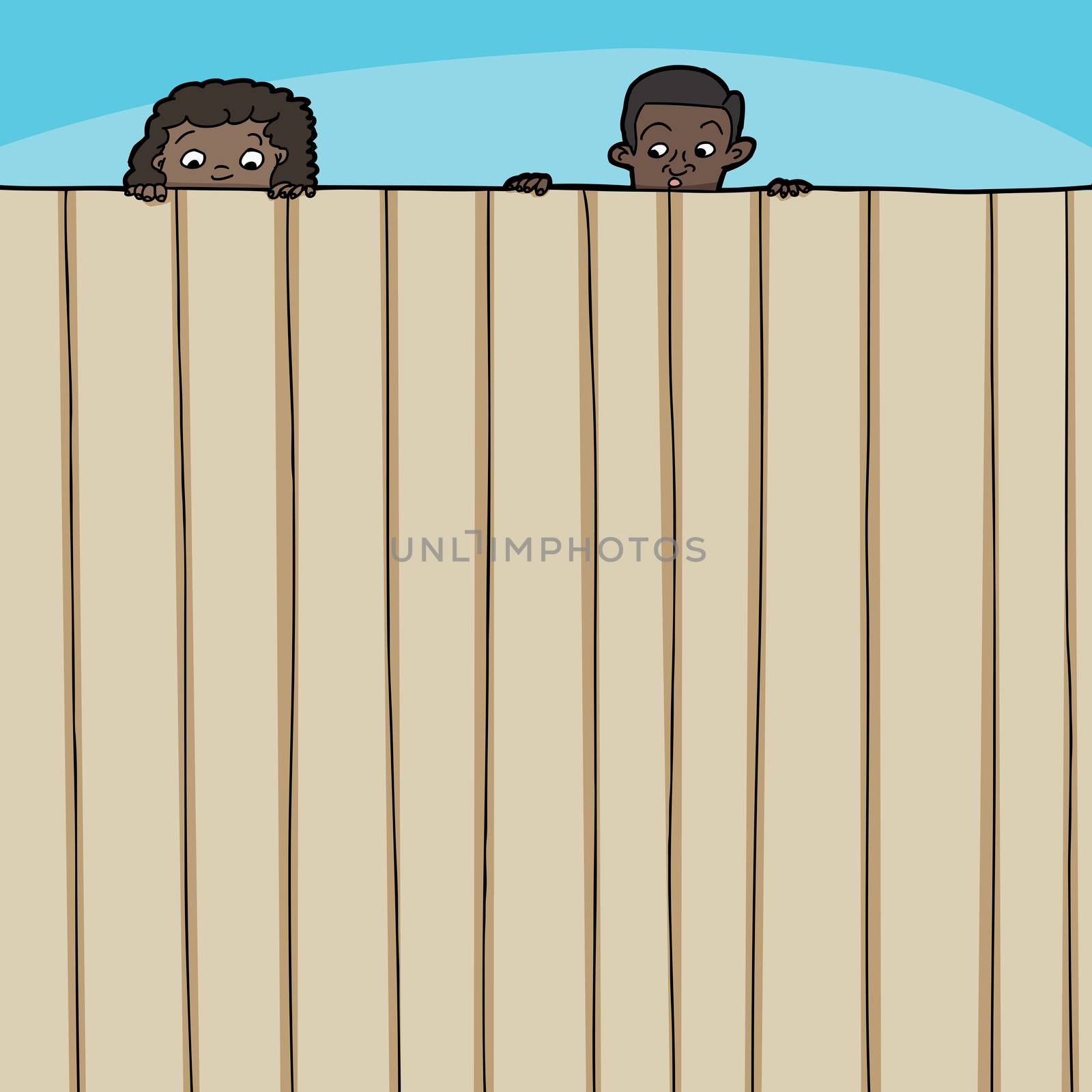 Children Looking Over Fence by TheBlackRhino