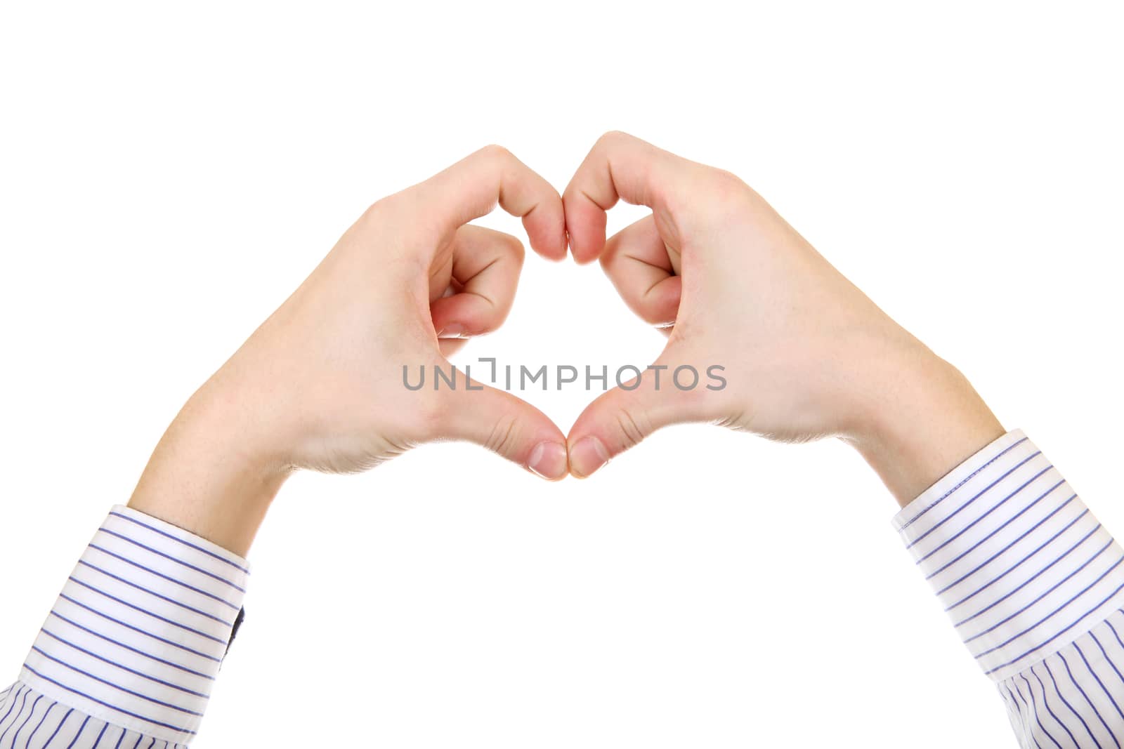 Hands in Heart shape Isolated on the White Background