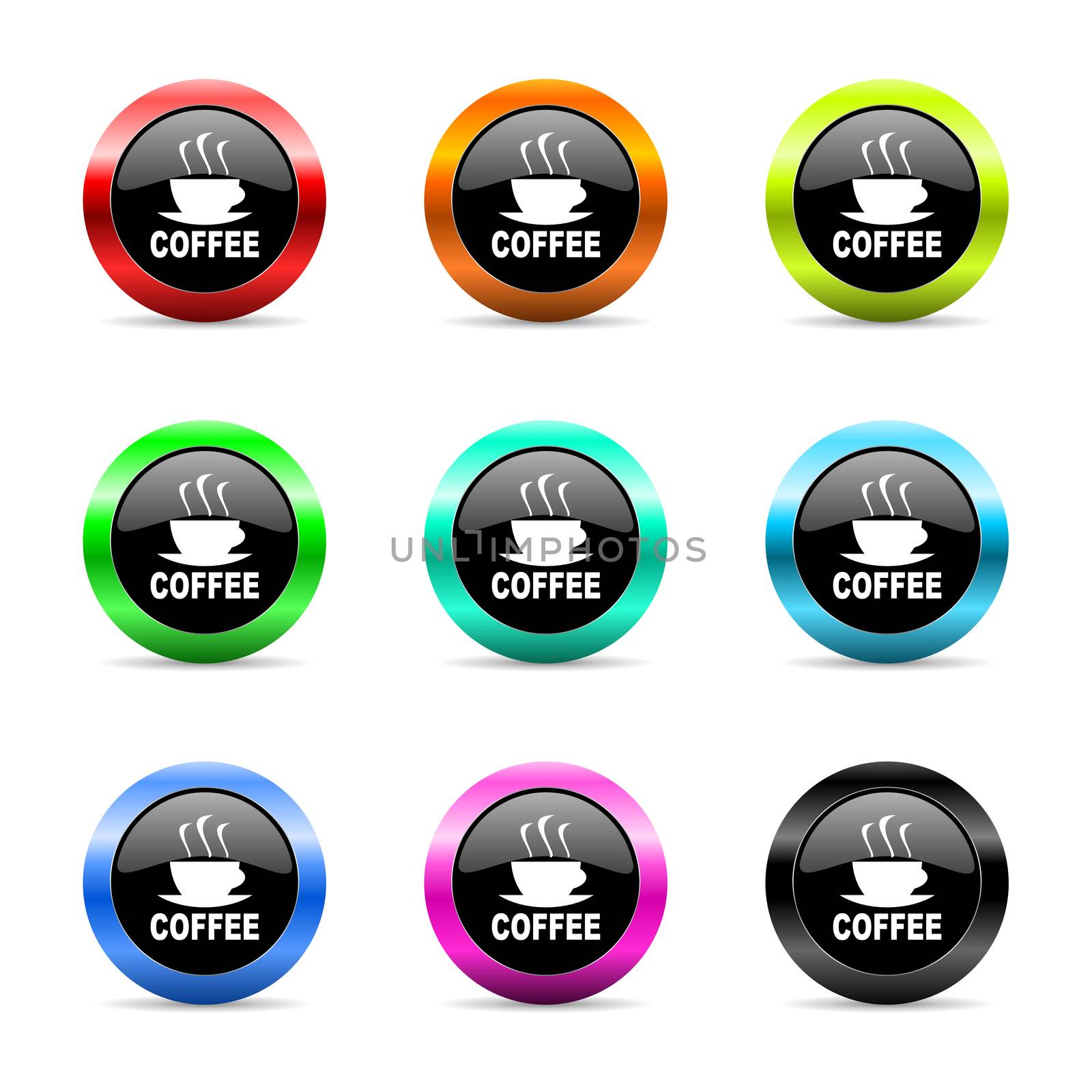 web buttons set on white background