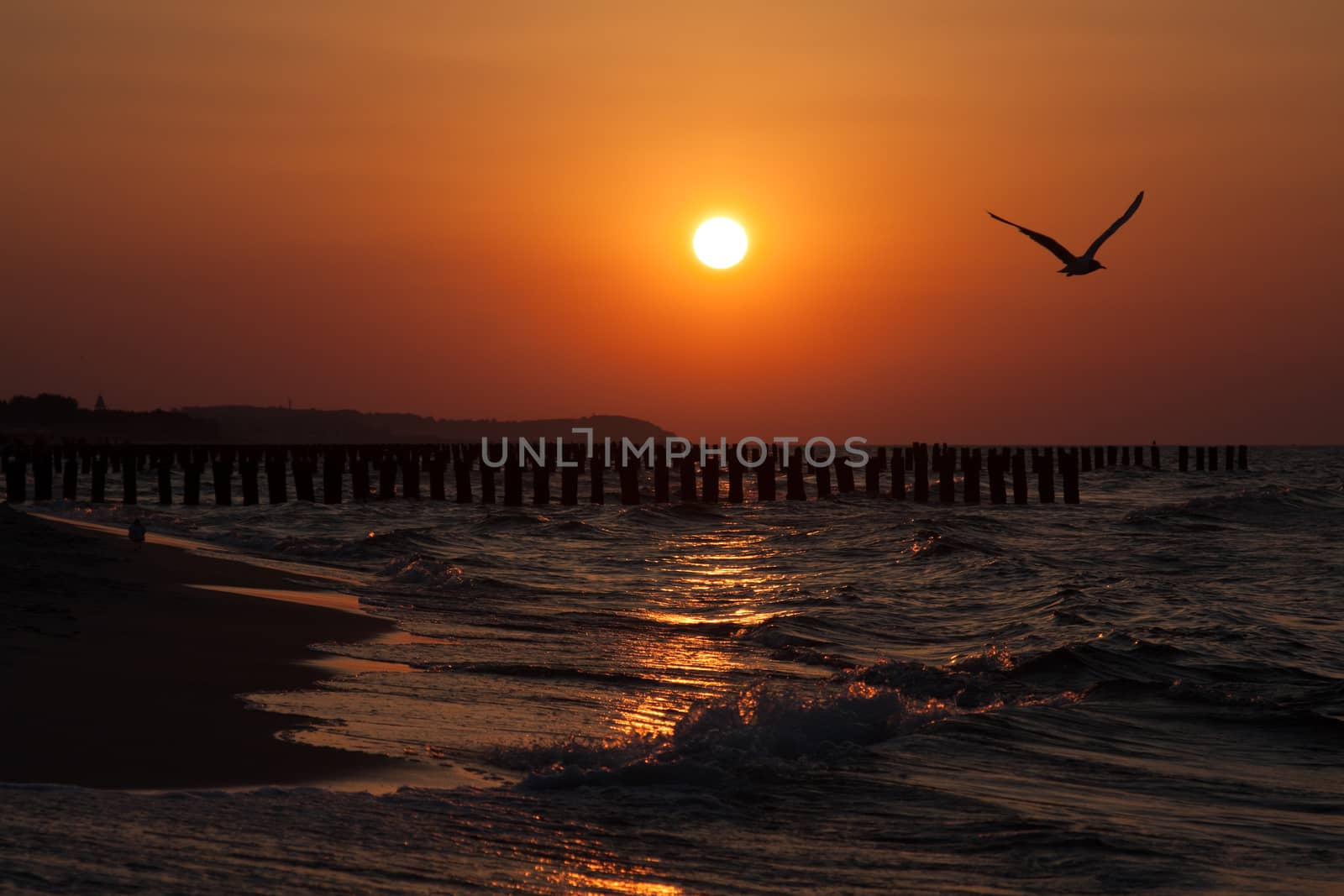 Beautiful sunset over the peaceful tranquil sea