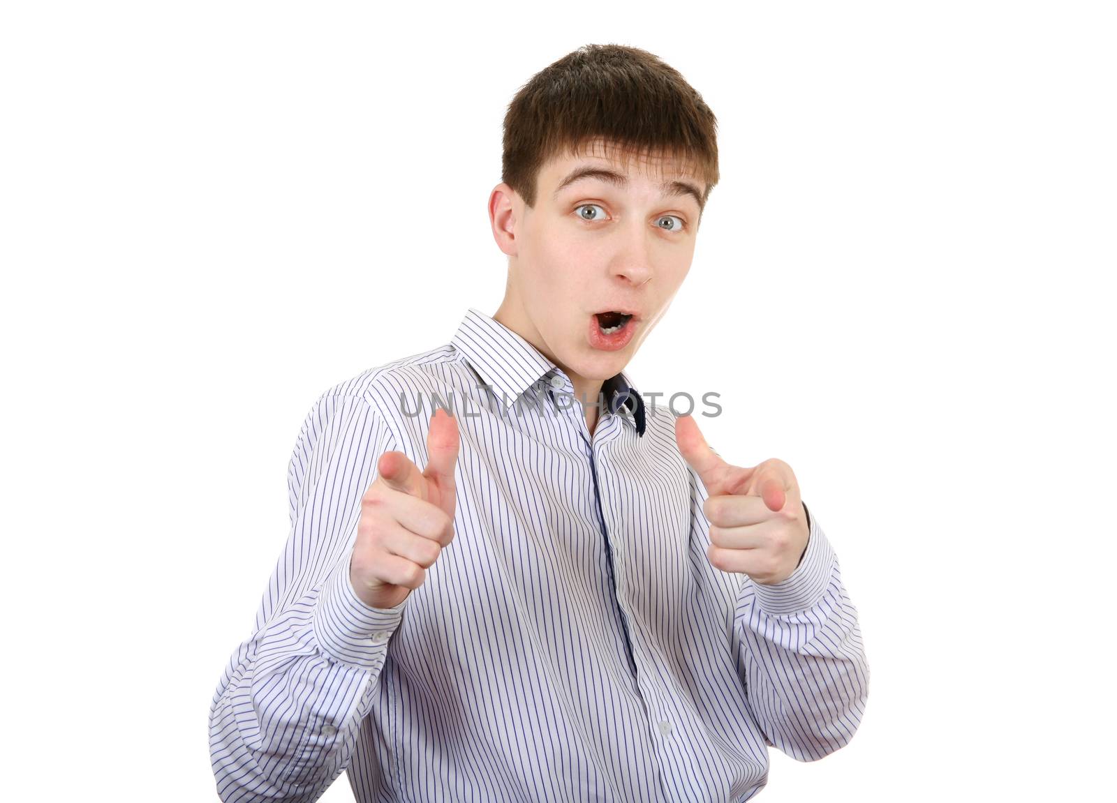 Surprised Young Man isolated on the white background