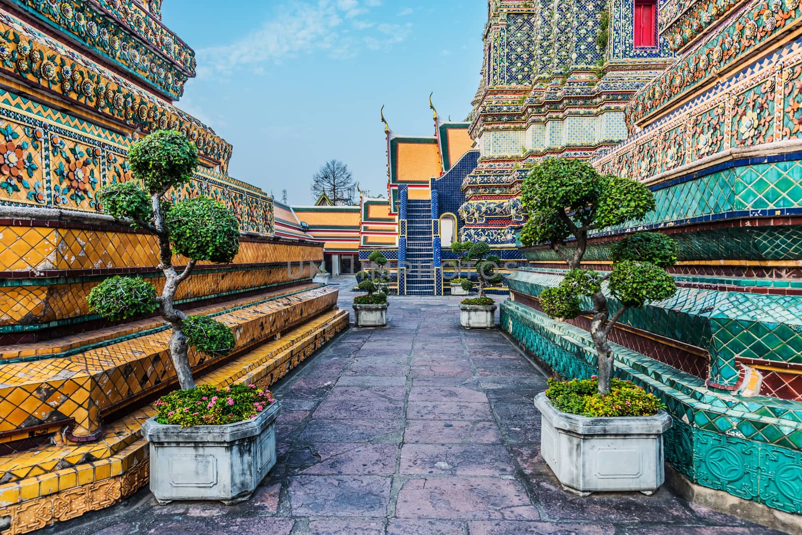 temple interior Wat Pho temple bangkok thailand by PIXSTILL