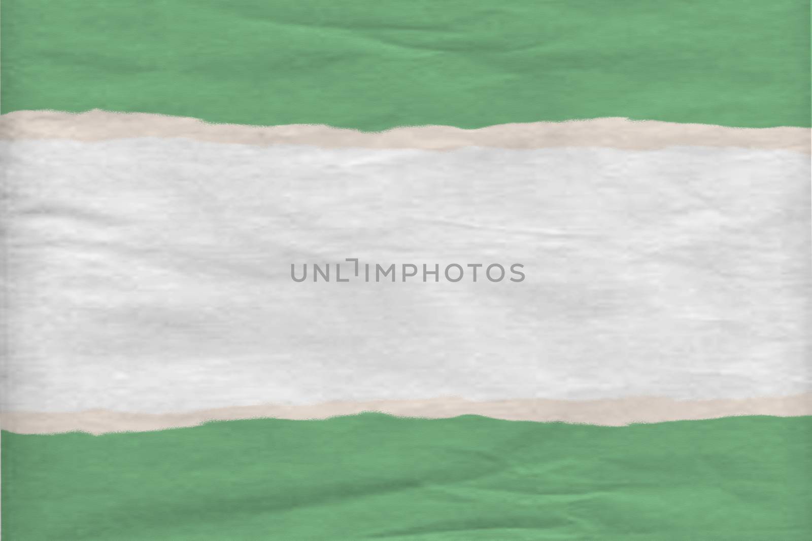 Illustration of textured ripped paper background in green and white with copy space 