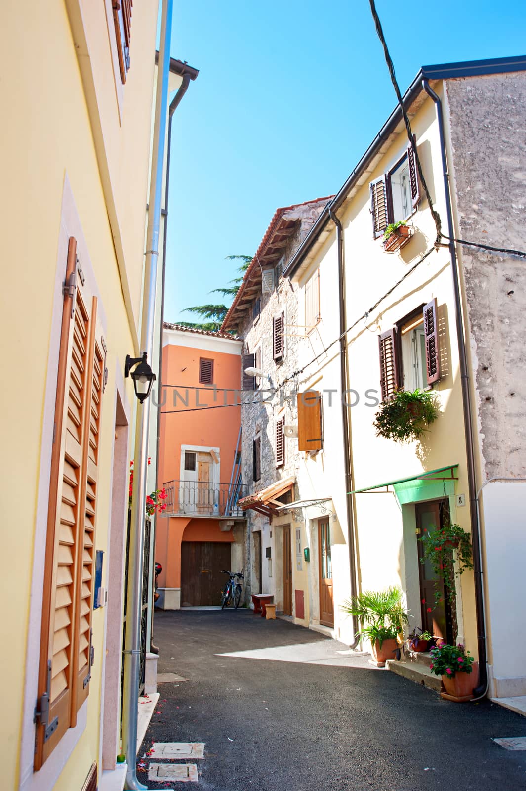 View of traditional croatian street . Novigrdad, Croatia