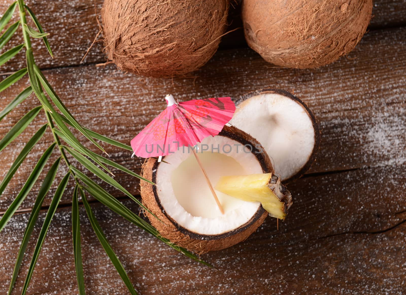 Malibu drink in coconut
