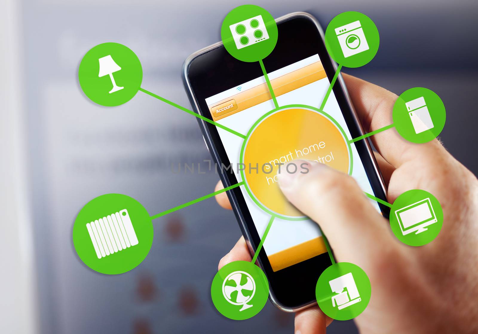 smart house device illustration with app icons