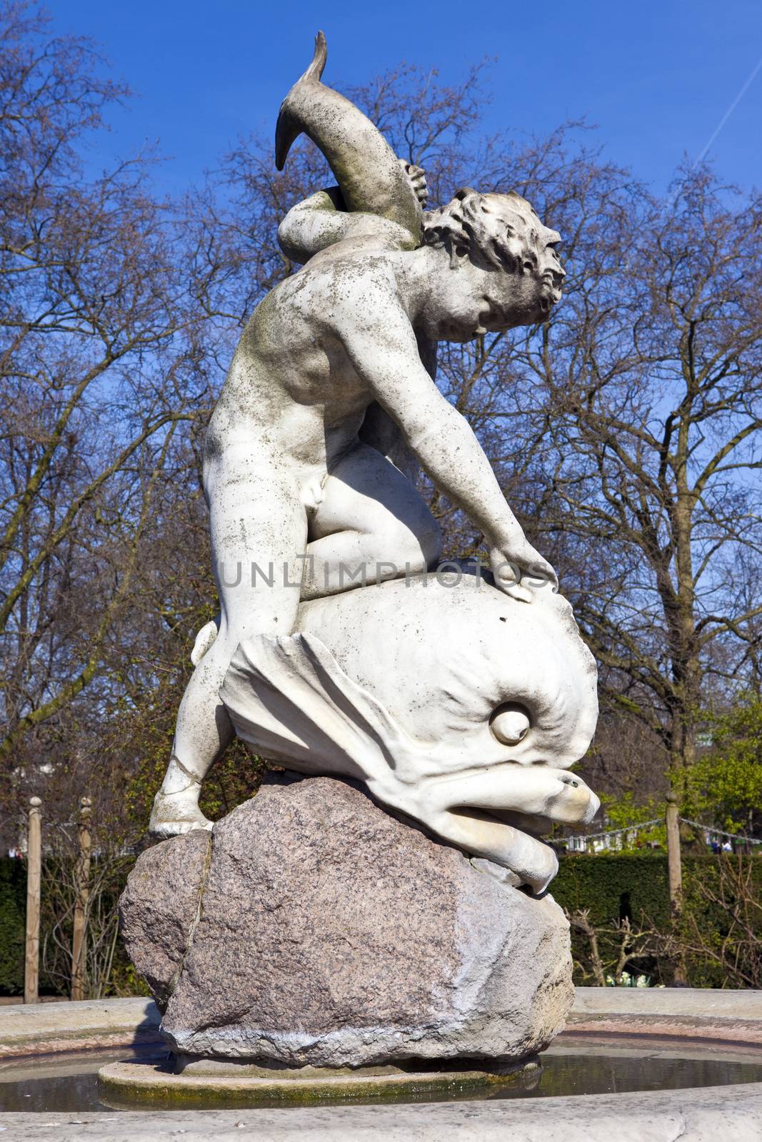 Alexander Munro's Boy with a Dolphin scuplture in Hyde Park, London.