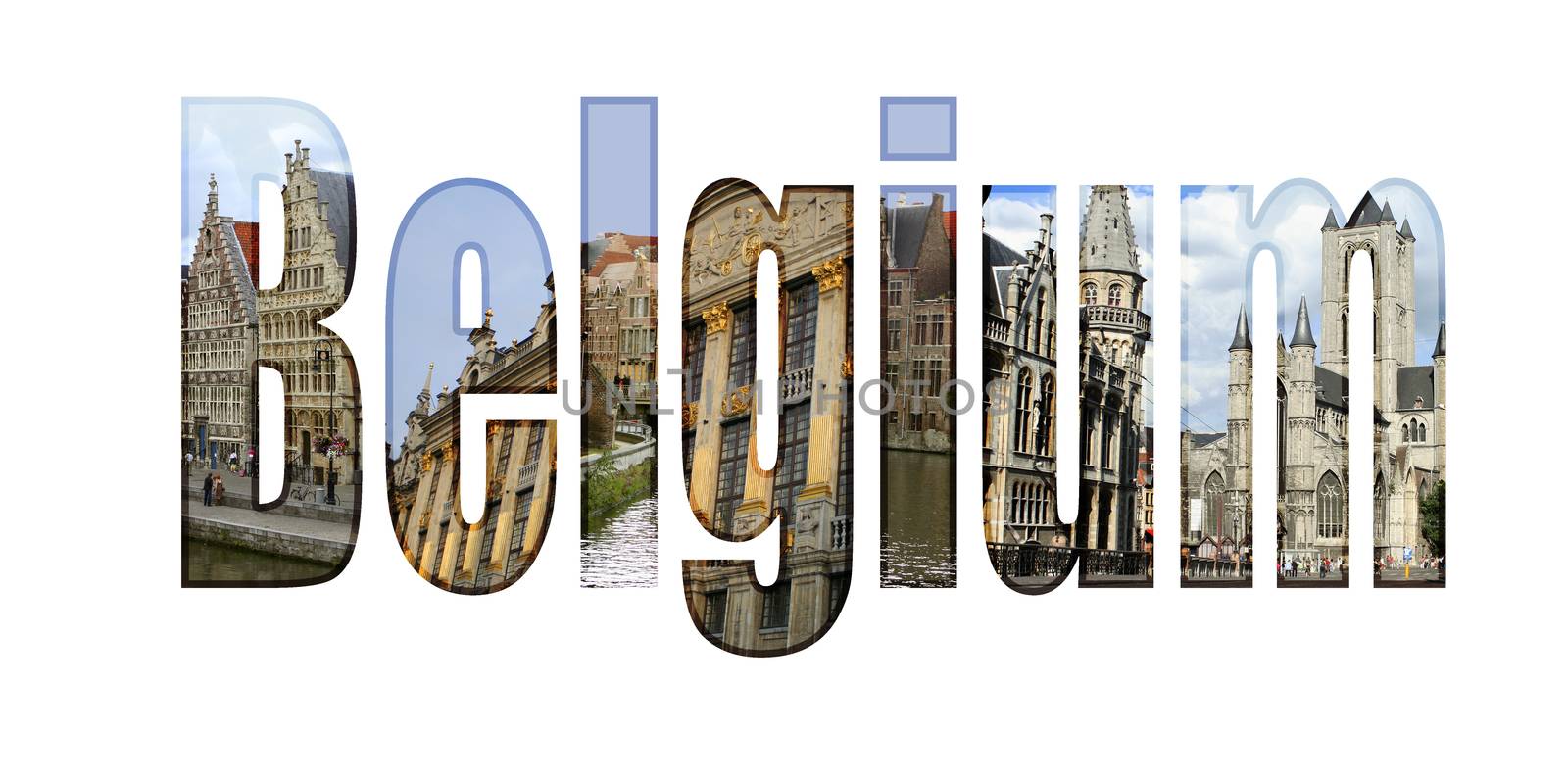 Belgium type with different tourist sites around the country such as Brussels and Ghent
